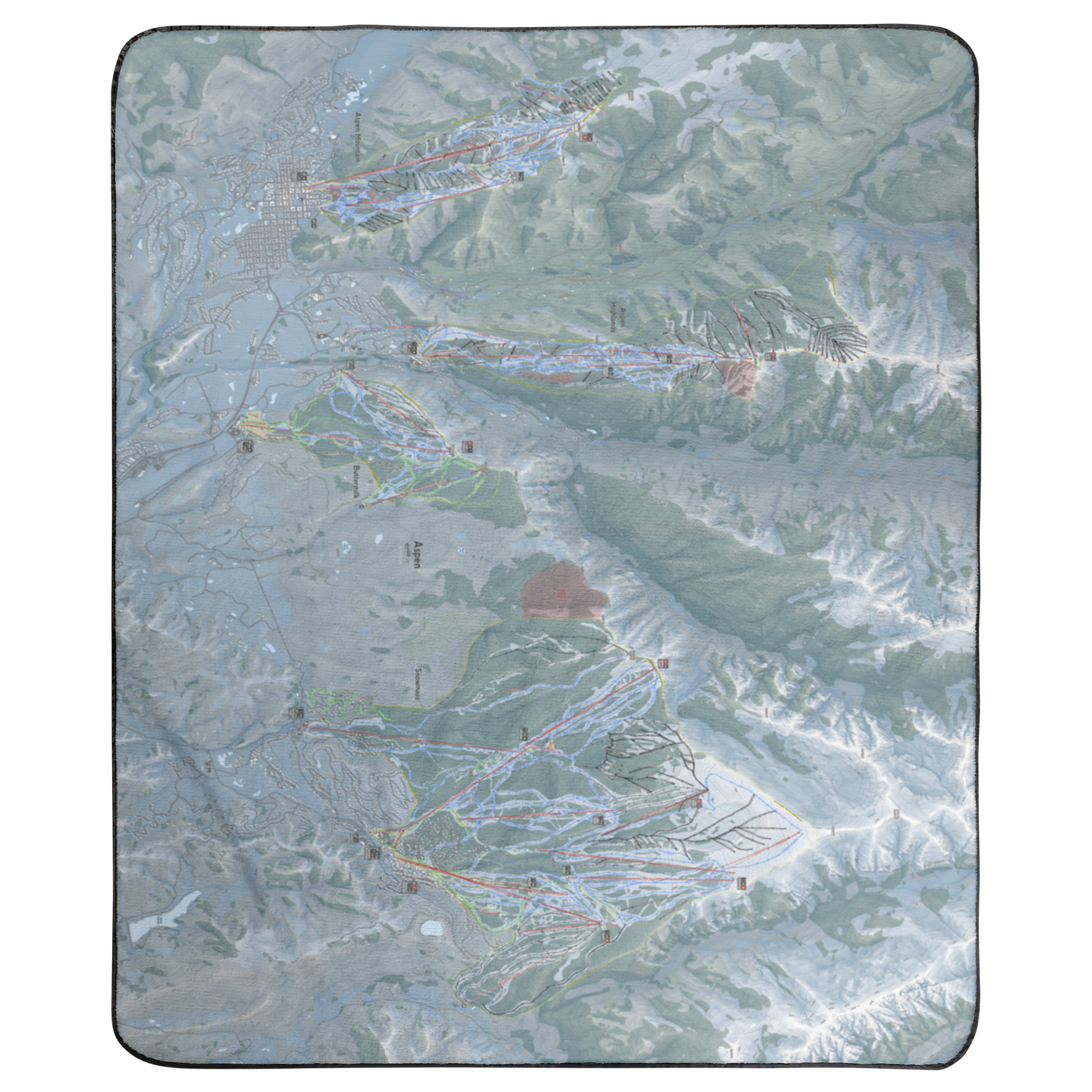 Aspen Snowmass, Colorado Ski Resort Map Concert Blanket