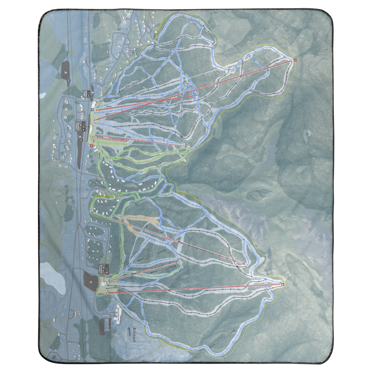 Attitash Mountain, New Hampshire Ski Resort Map Concert Blanket