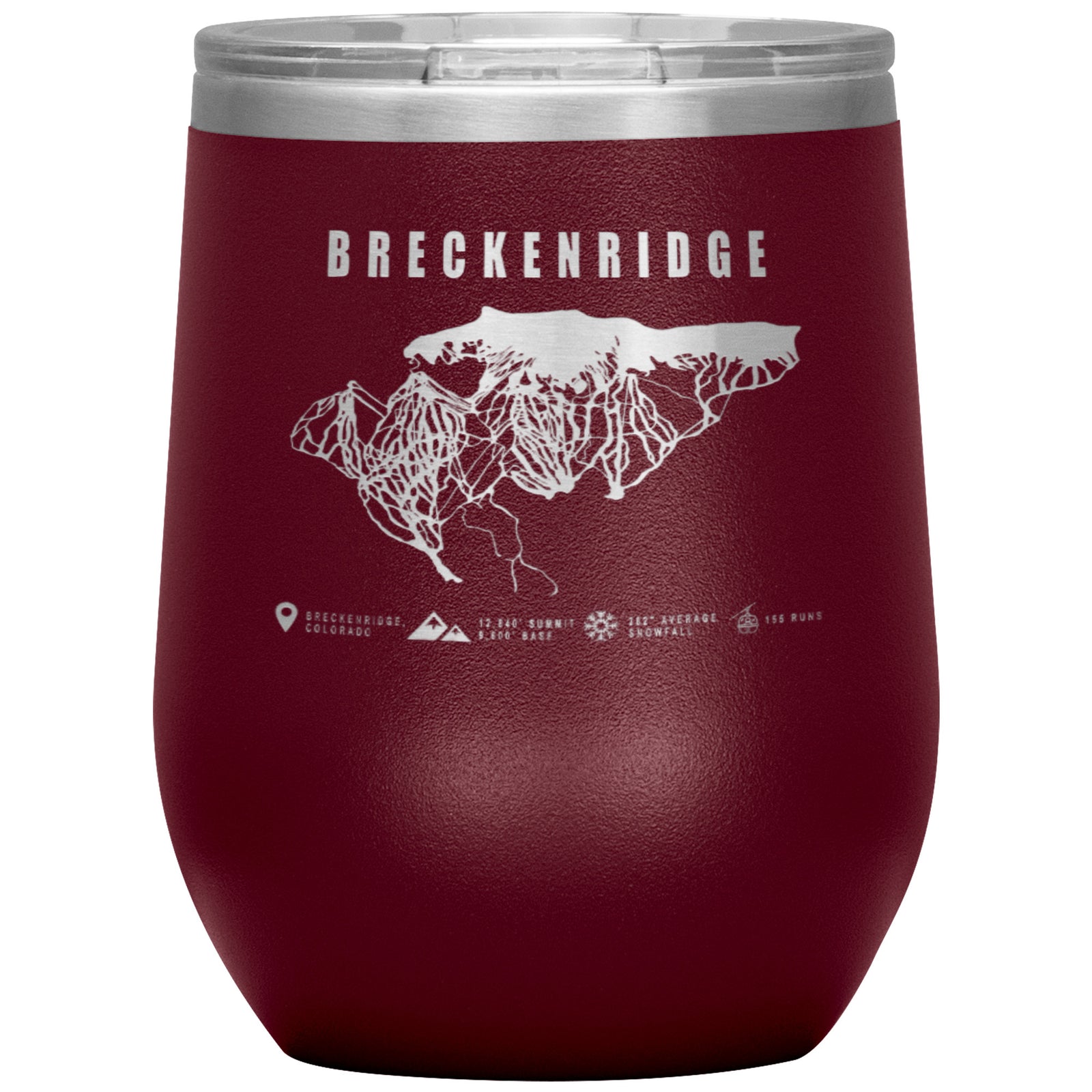 BRECKENRIDGE COLORADO SKI RESORT MAP WINE 12OZ TUMBLER