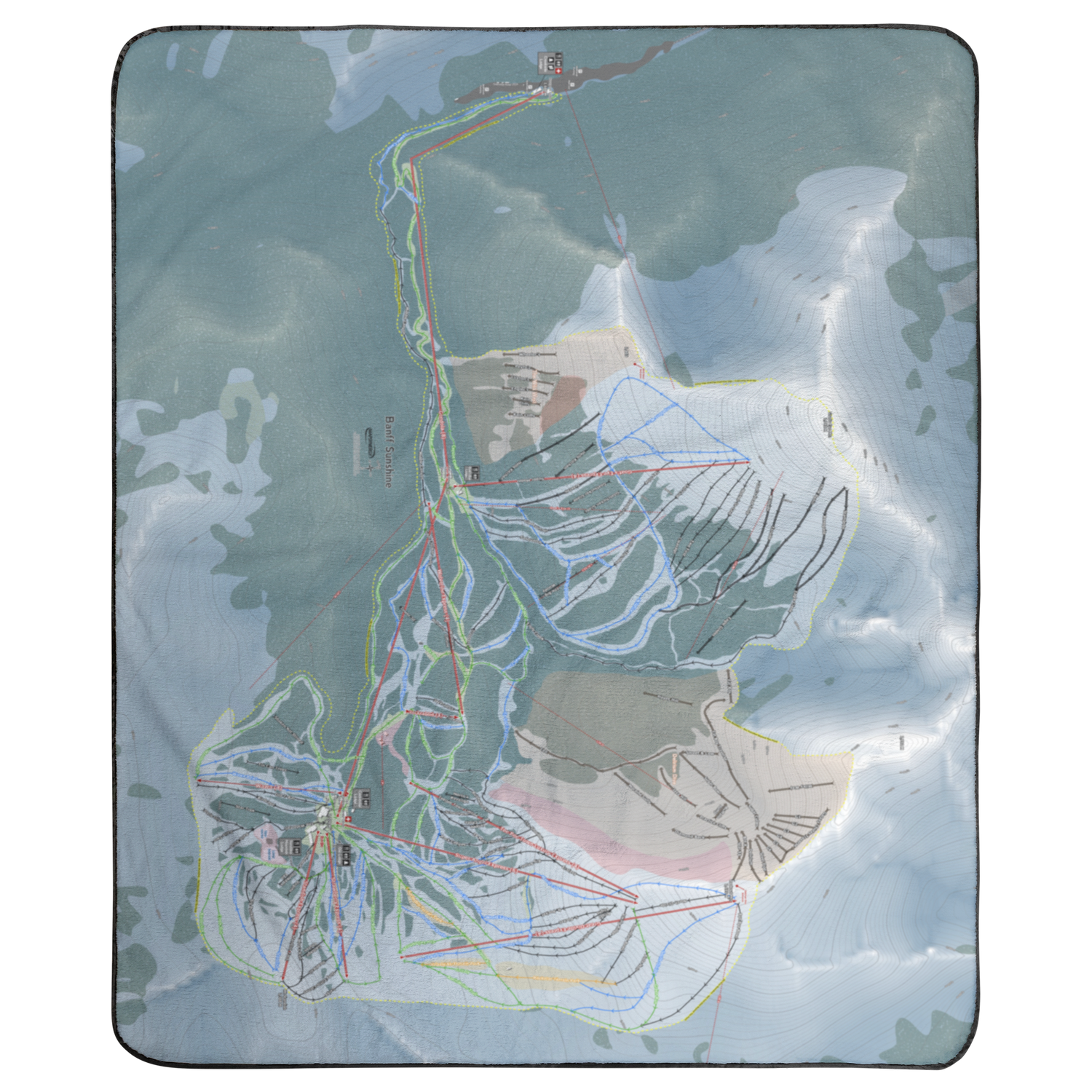 Banff Sunshine, Alberta Ski Resort Map Concert Blanket
