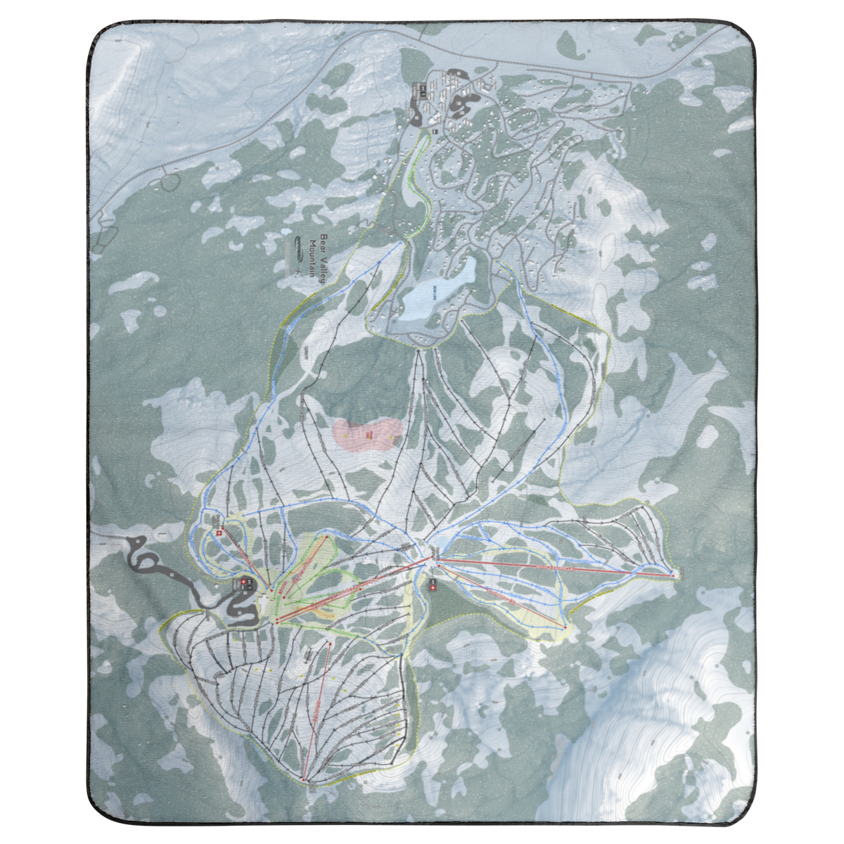 Bear Valley Mountain, California Ski Resort Map Concert Blanket