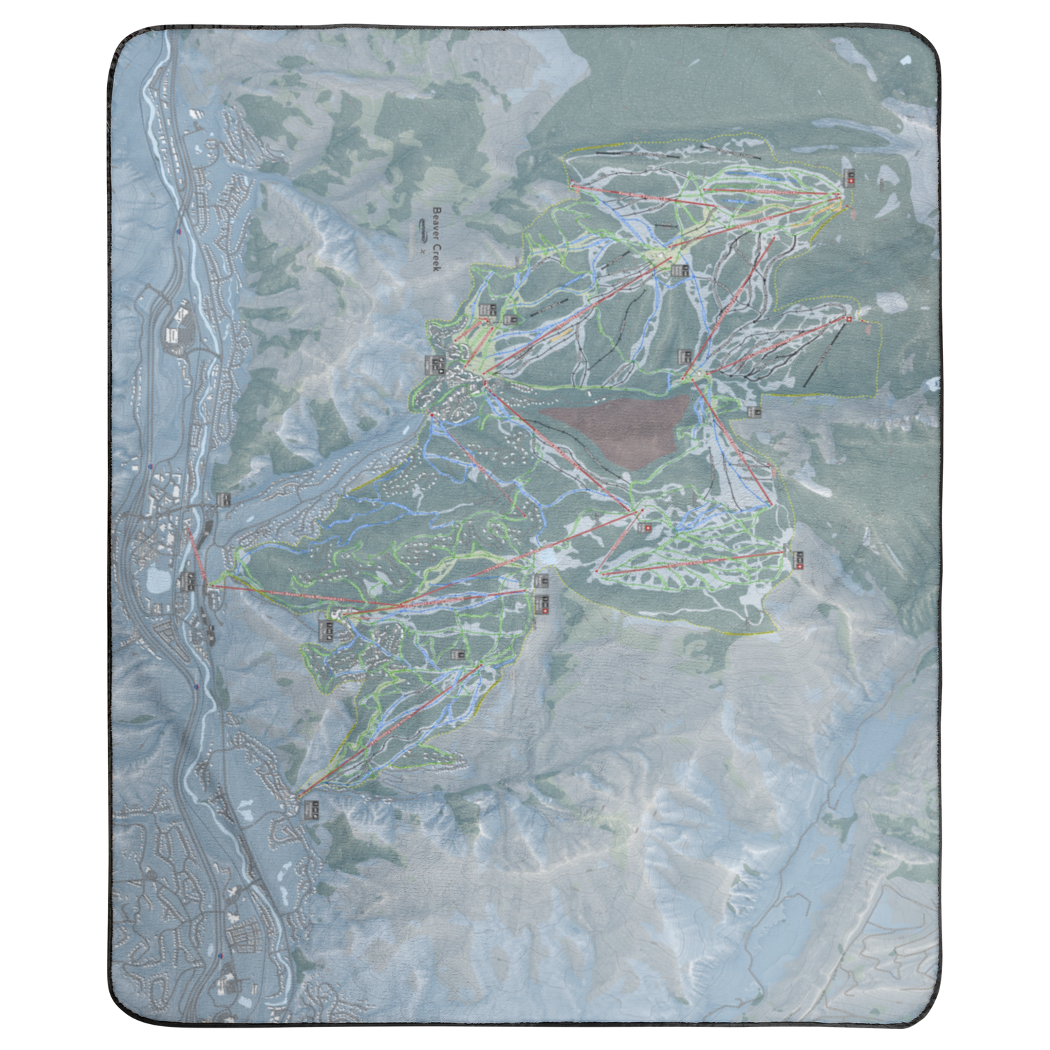 Beaver Creek, Colorado Ski Resort Map Concert Blanket