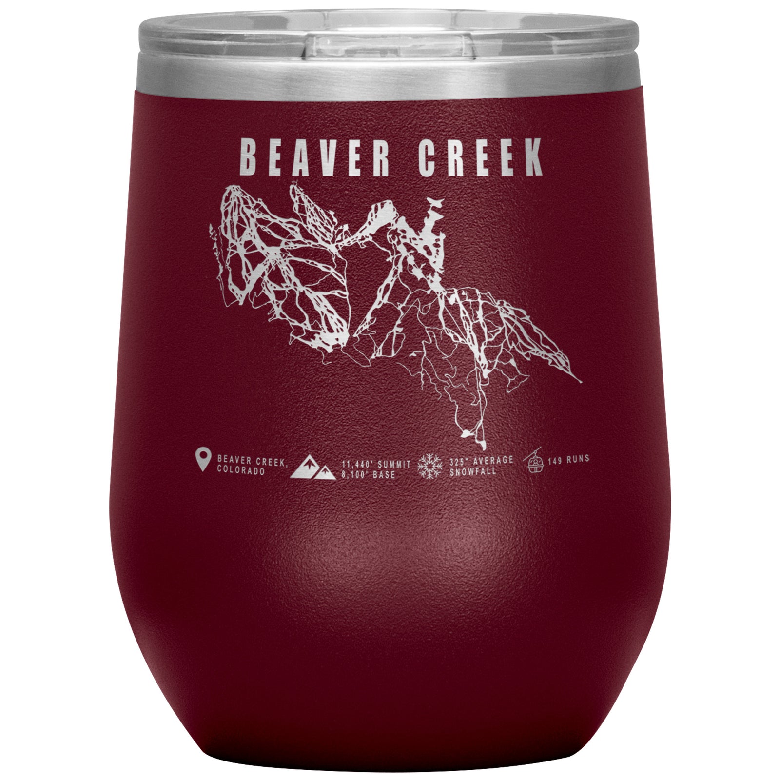 Beaver Creek Colorado Ski Trail Map Wine 12oz Tumbler