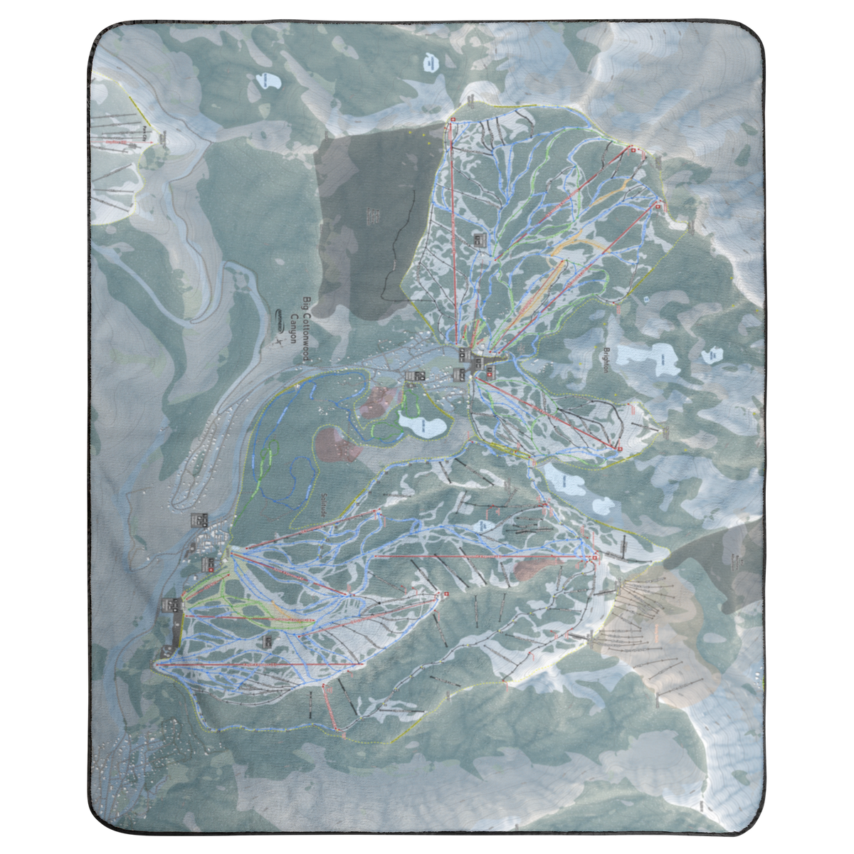 Big Cottonwood, Utah Ski Resort Map Concert Blanket