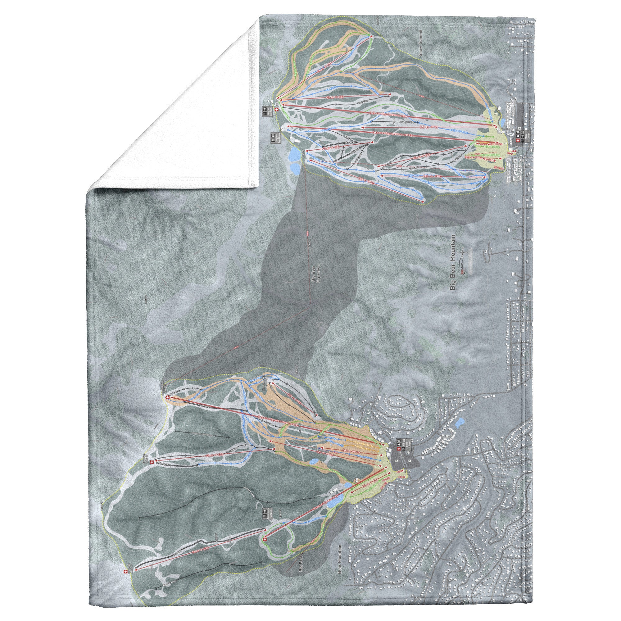 Big Bear Mountain, California Ski Resort Map Blanket