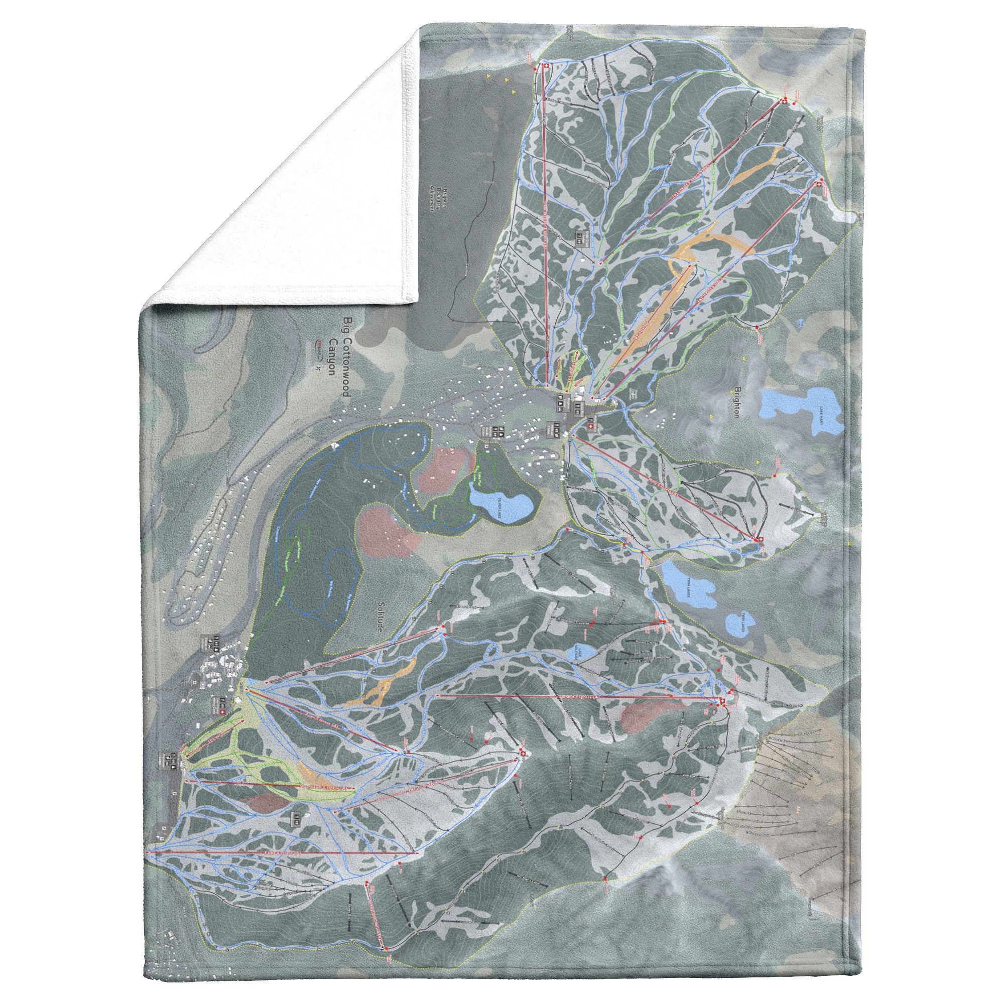 Big Cottonwood , Utah Ski Resort Map Blanket