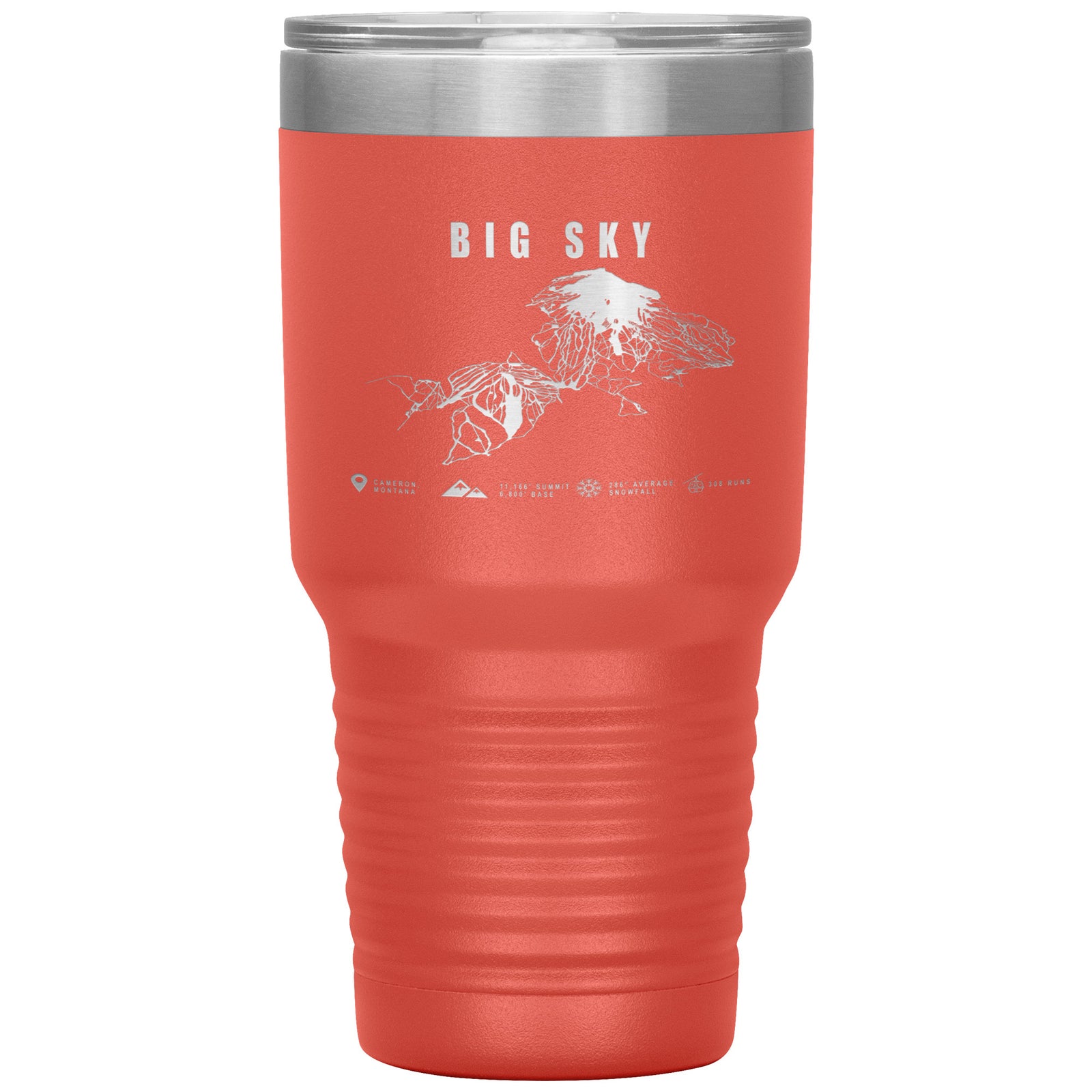Big Sky Montana Ski Trail Map 30oz Tumbler