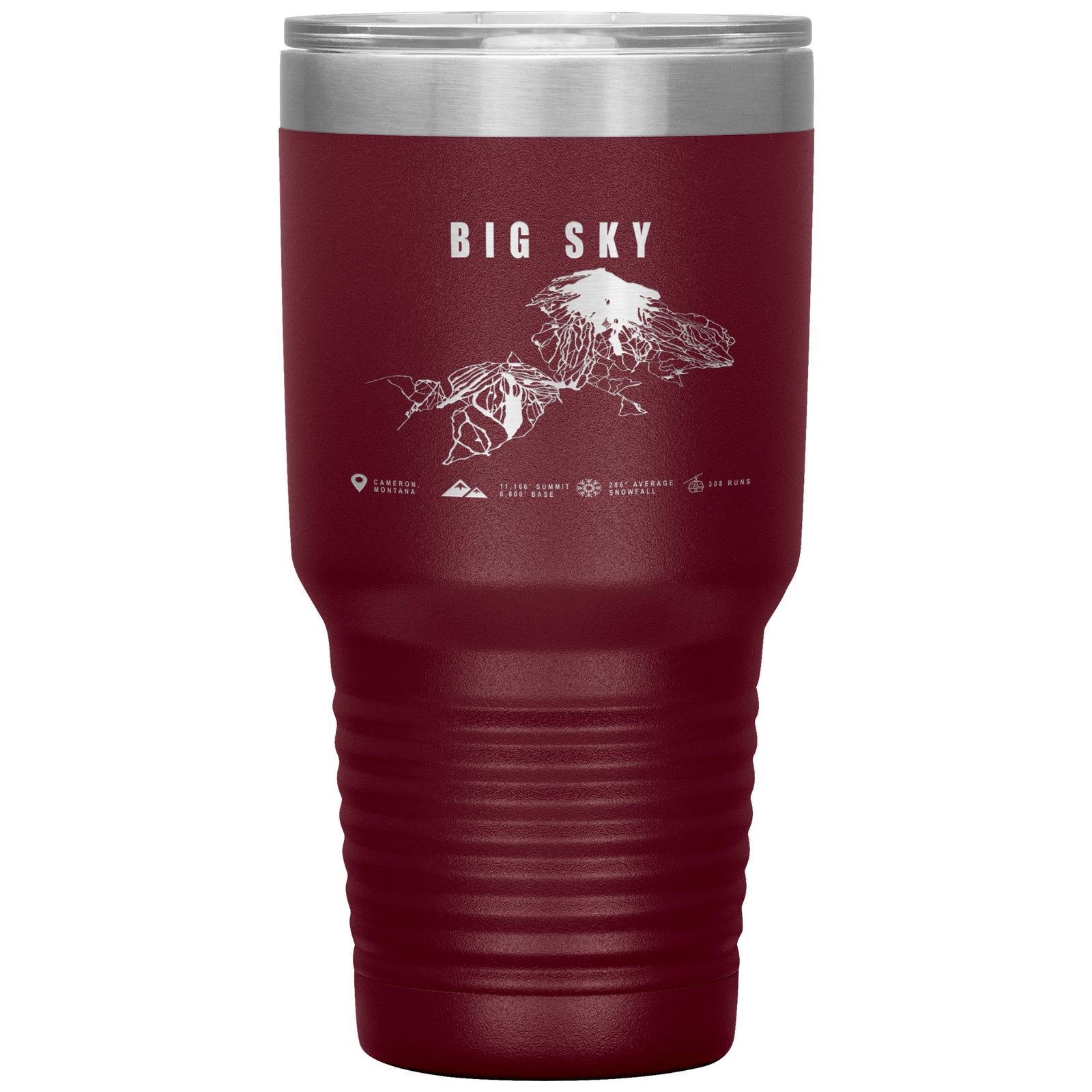 Big Sky Montana Ski Trail Map 30oz Tumbler