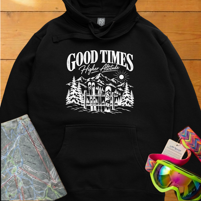 Good Times Higher Altitude Vintage Ski Graphic Hoodie