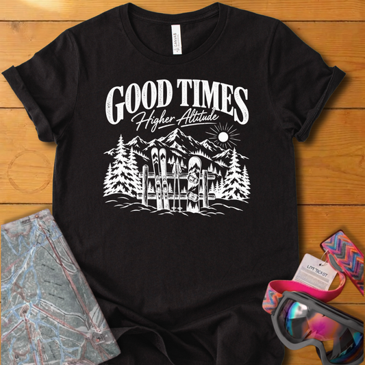 Good Times Higher Altitude Vintage Ski Graphic T-Shirt