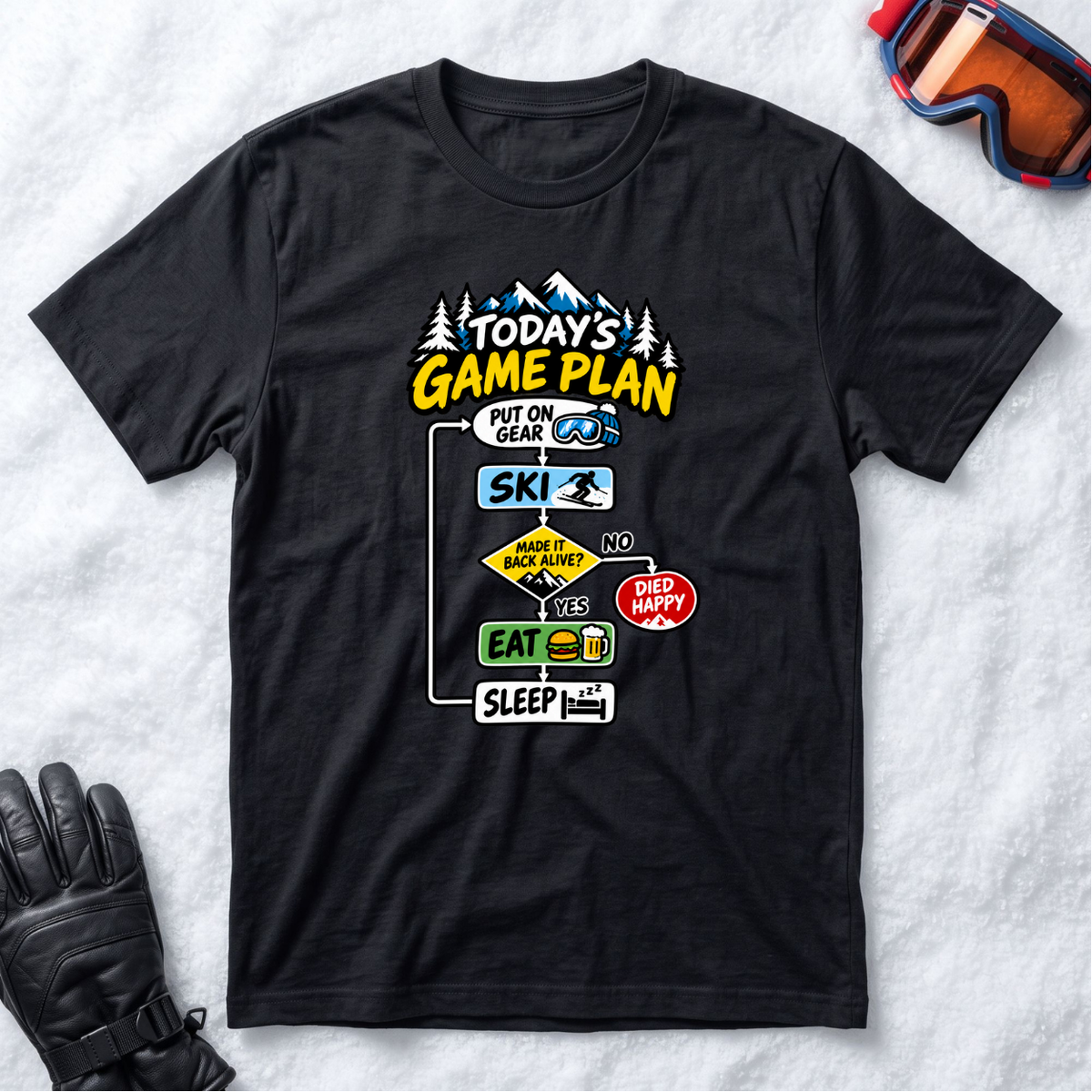 Today's Game Plan Ski Eat Sleep - T-Shirt