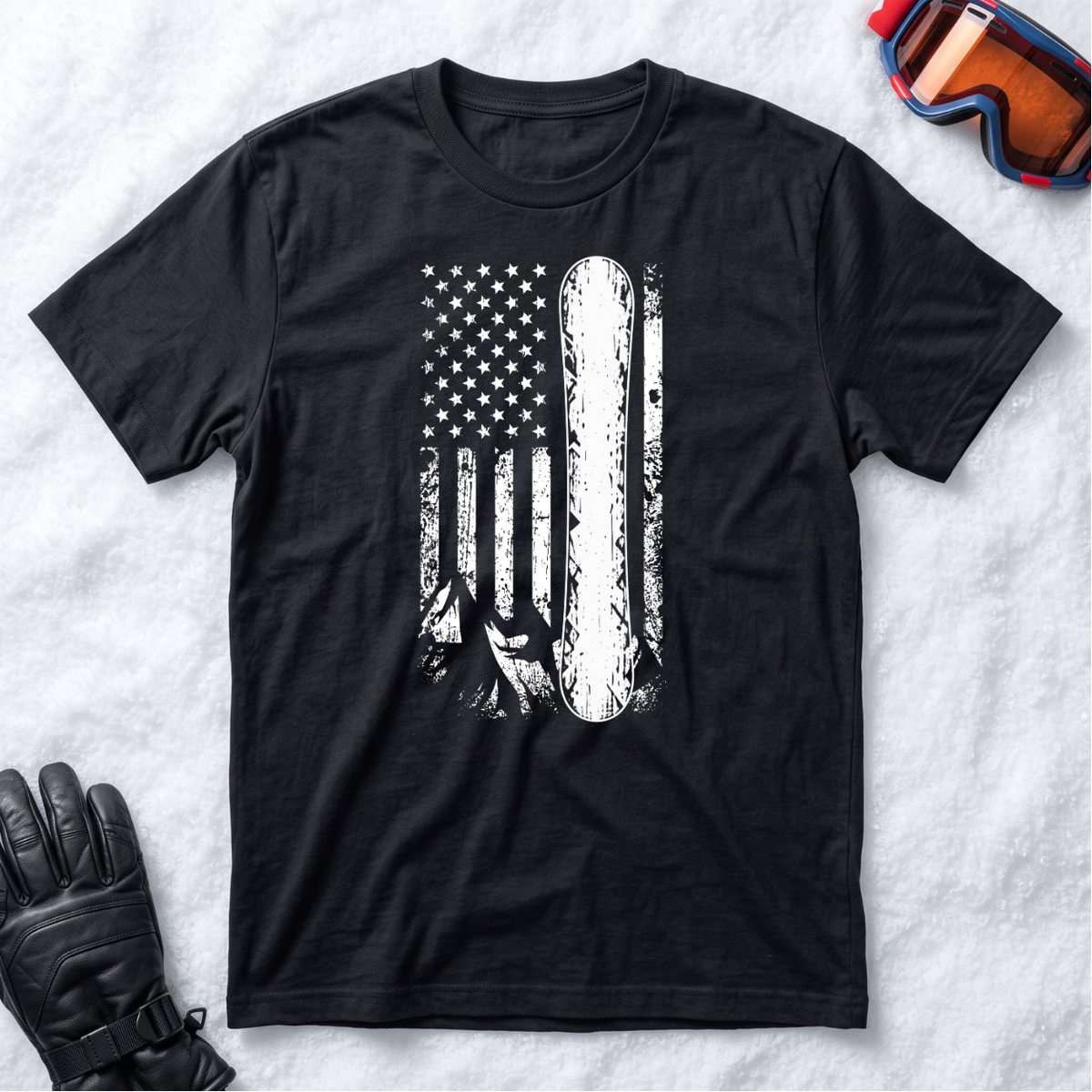 American Flag Snowboard Vintage - T-Shirt