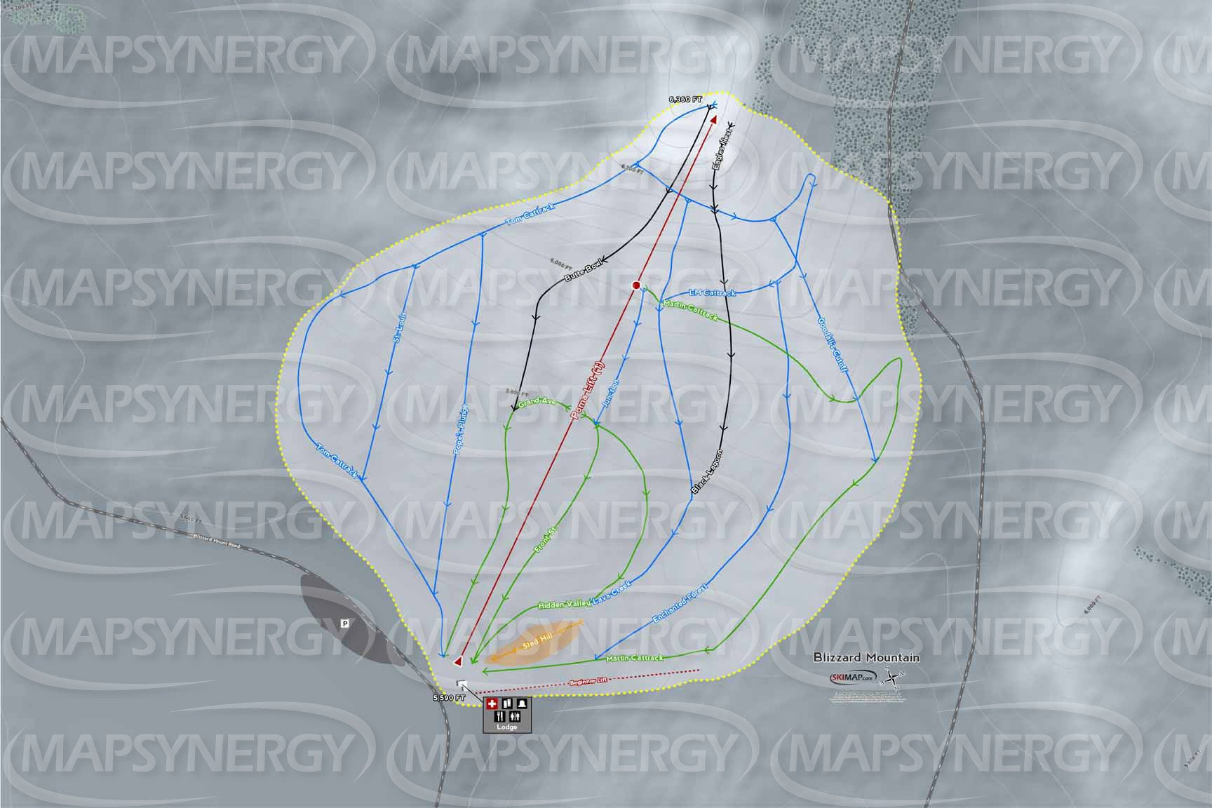 Blizzard Mountain trail map