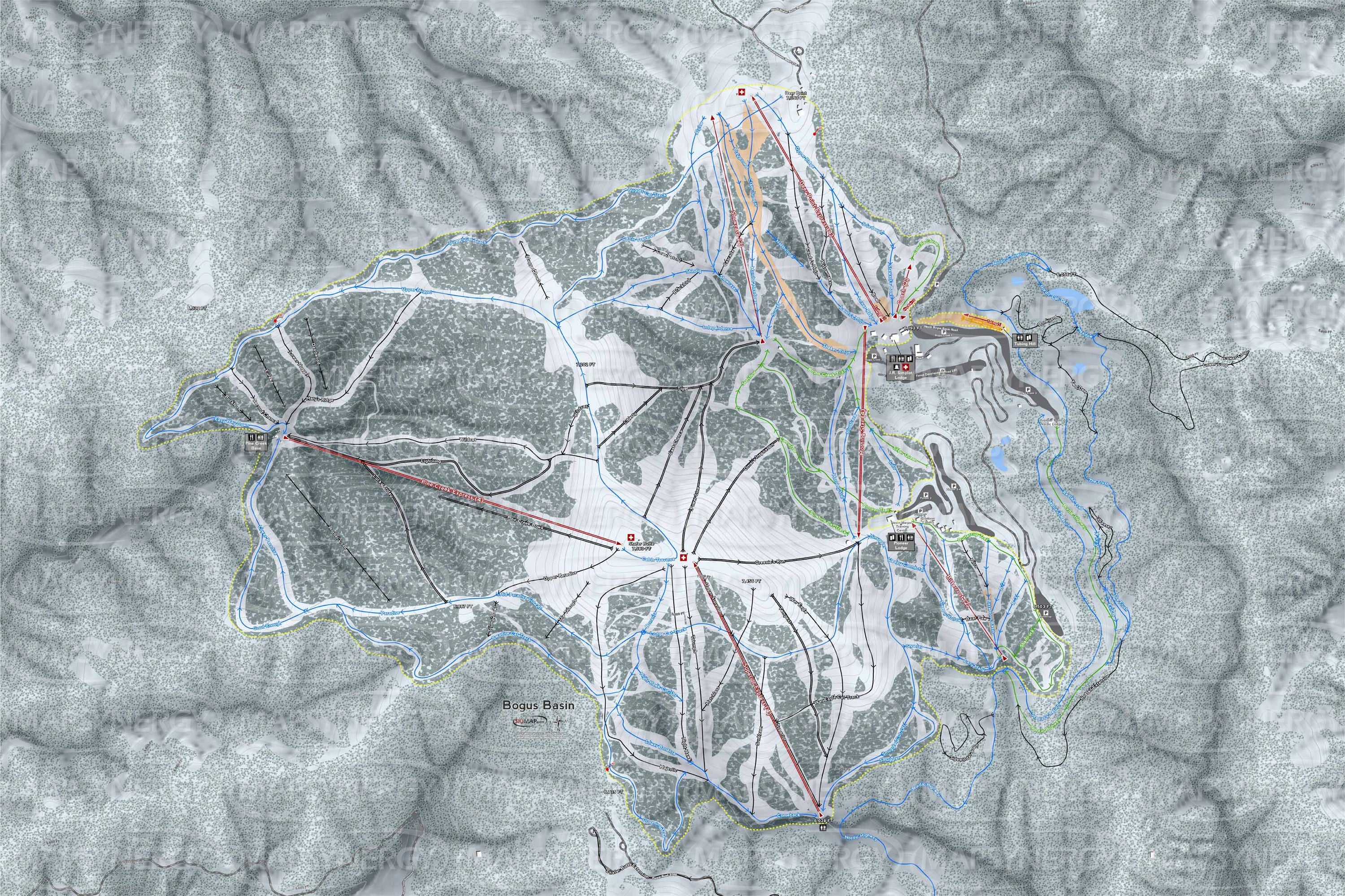 Bogus Basin trail map