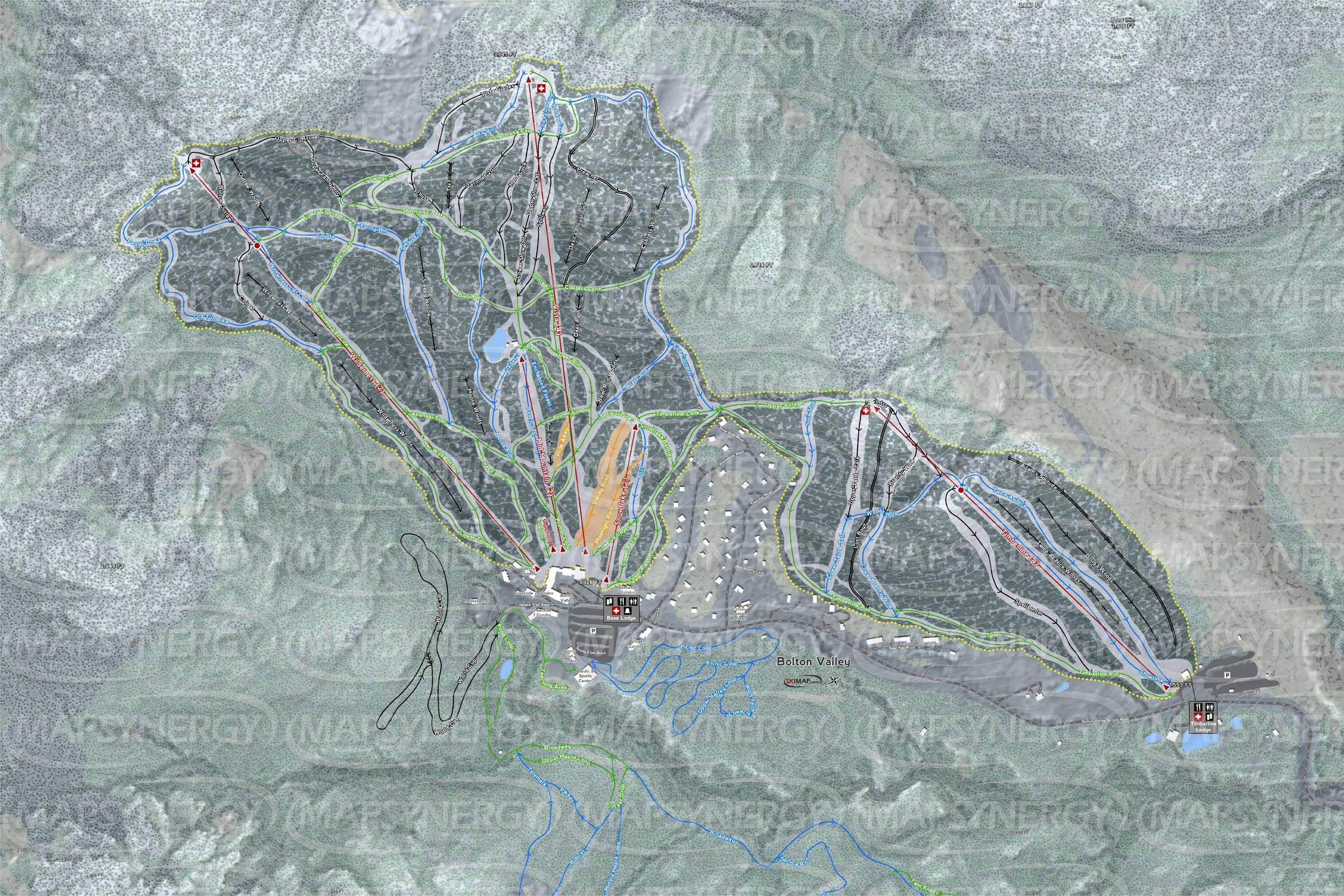 Bolton Valley trail map