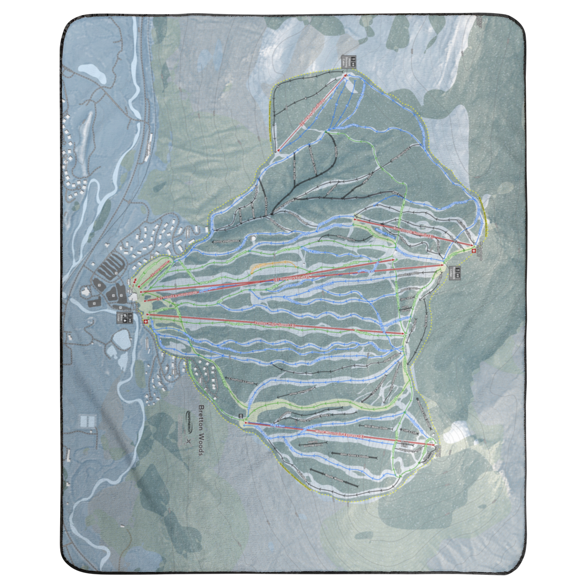 Bretton Woods, New Hampshire Ski Resort Map Concert Blanket