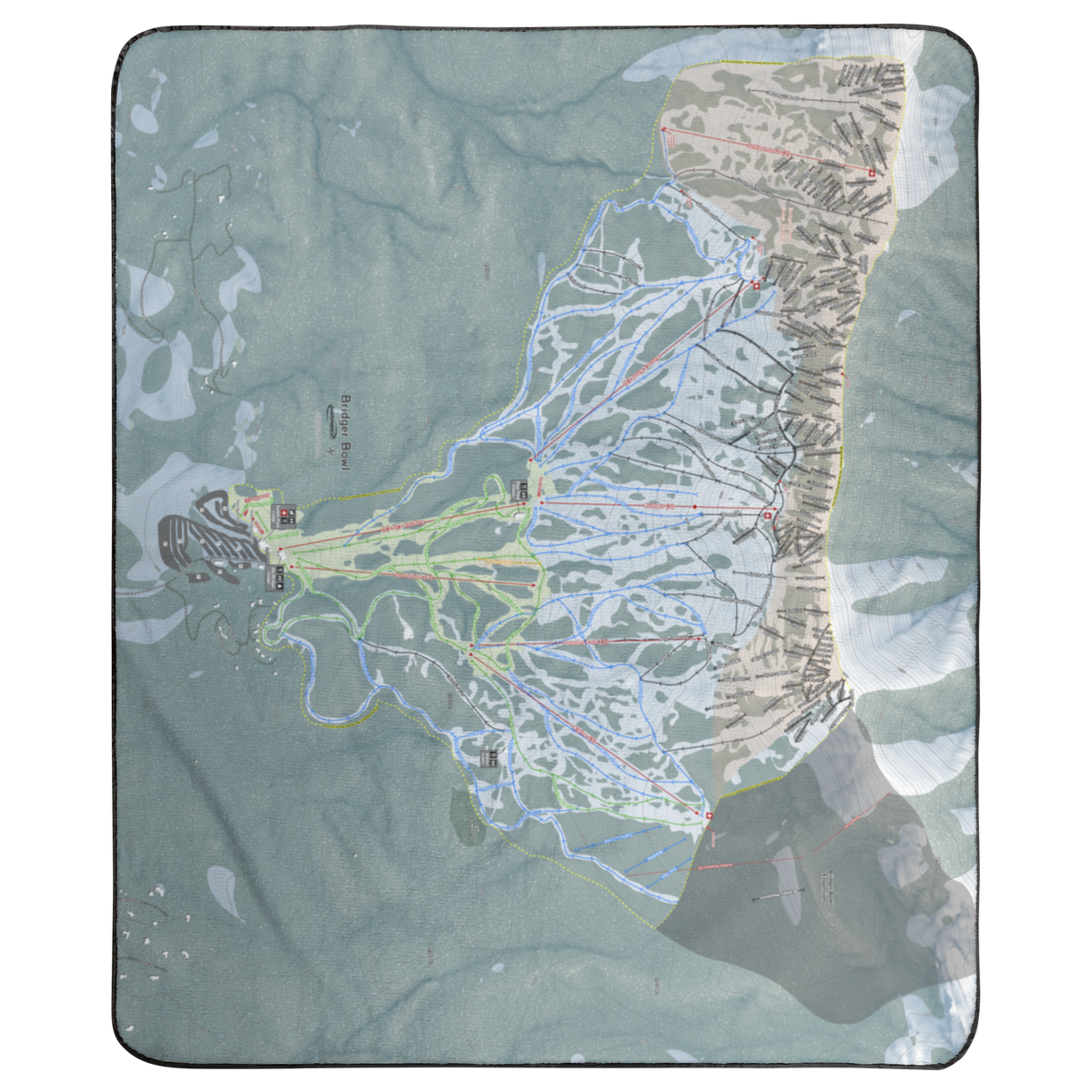 Bridger Bowl, Montana Ski Resort Map Concert Blanket