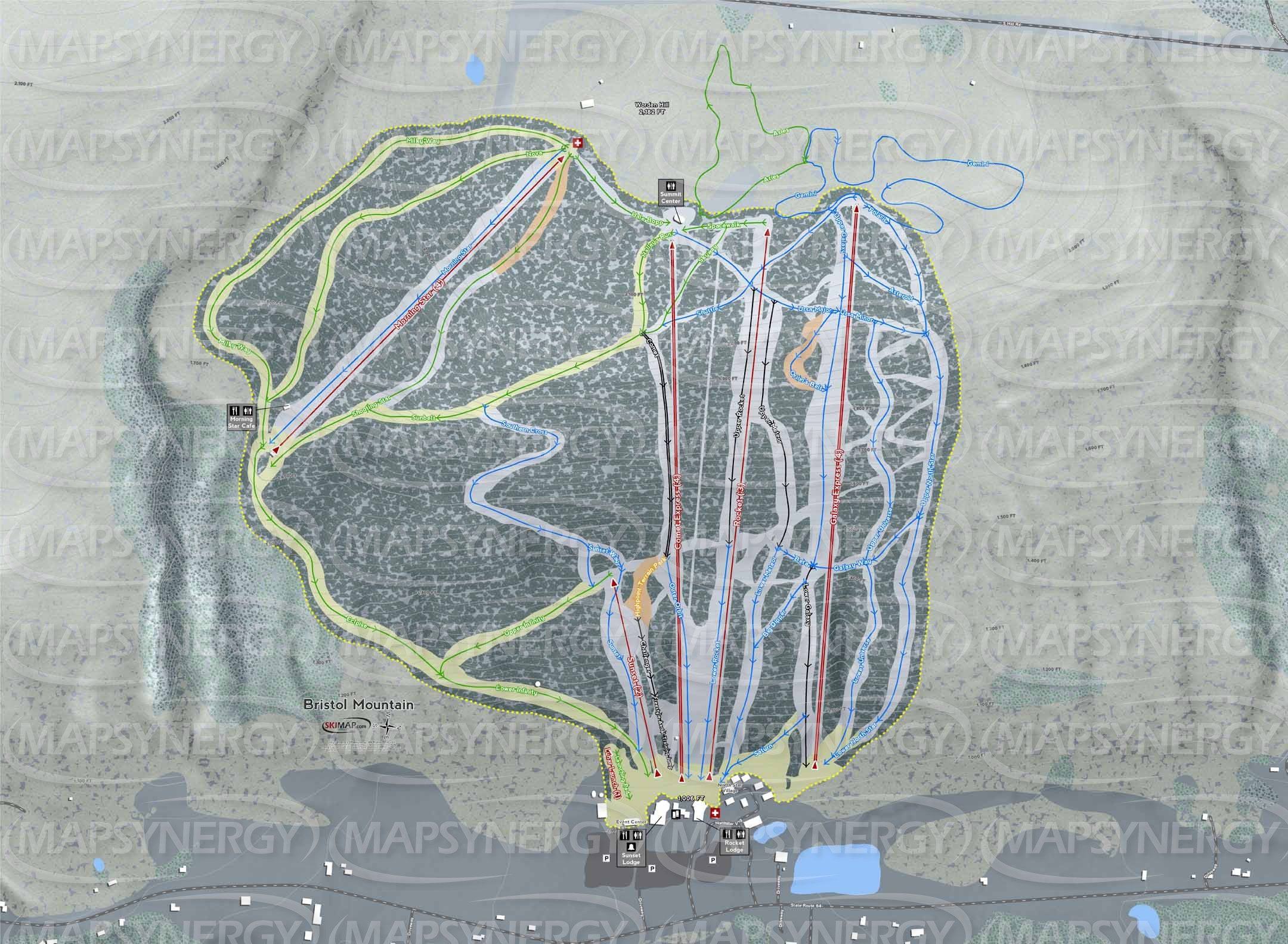 Bristol Mountain trail map