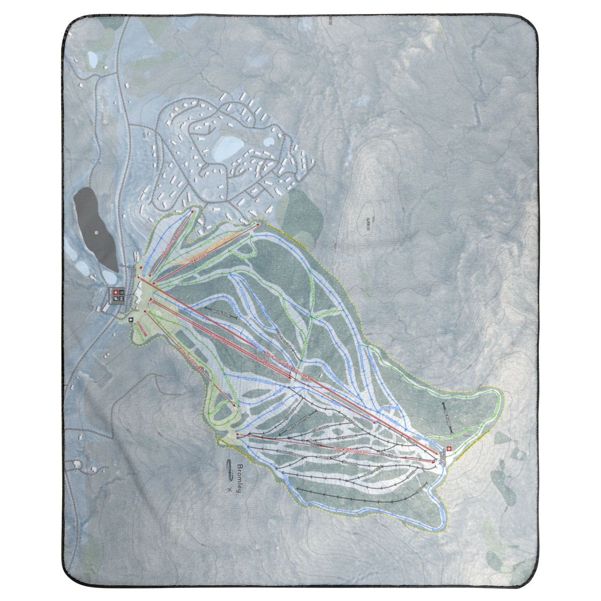 Bromley, Vermont Ski Resort Map Concert Blanket