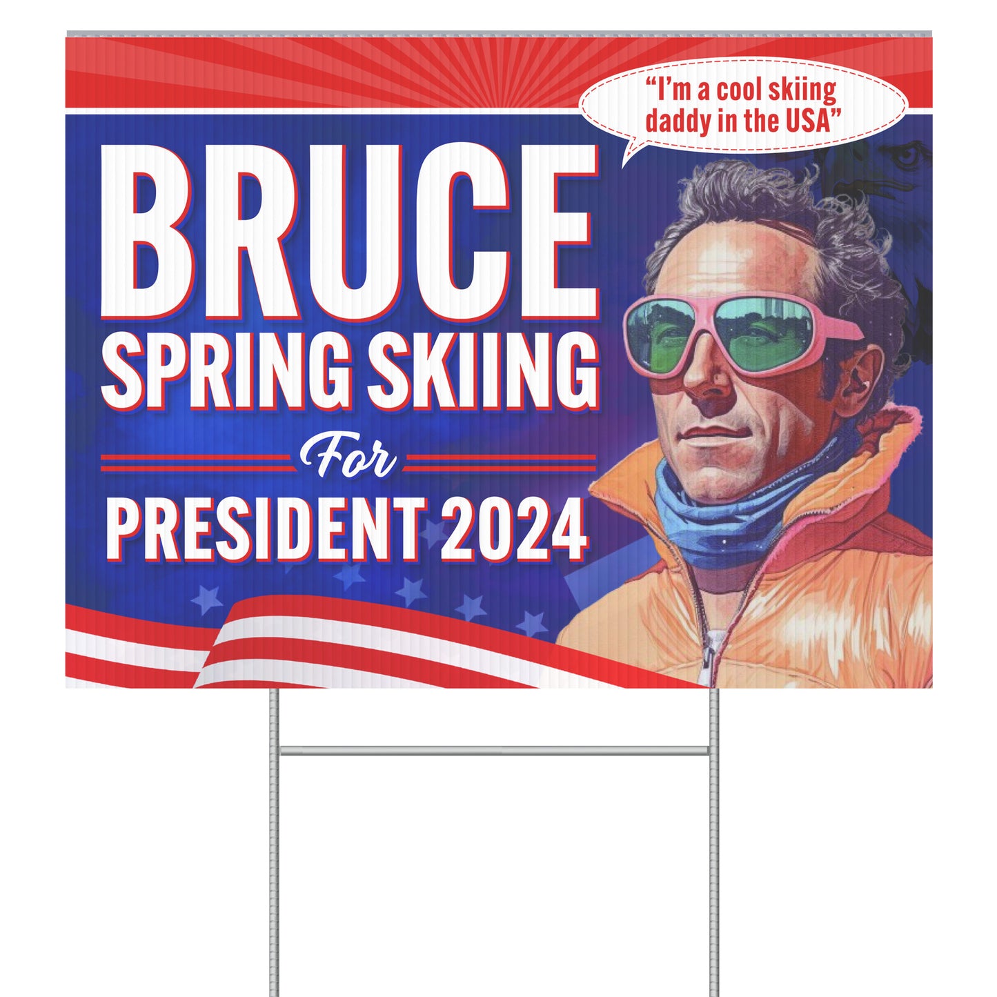 Bruce Spring Skiing For President 2024 Yard Sign