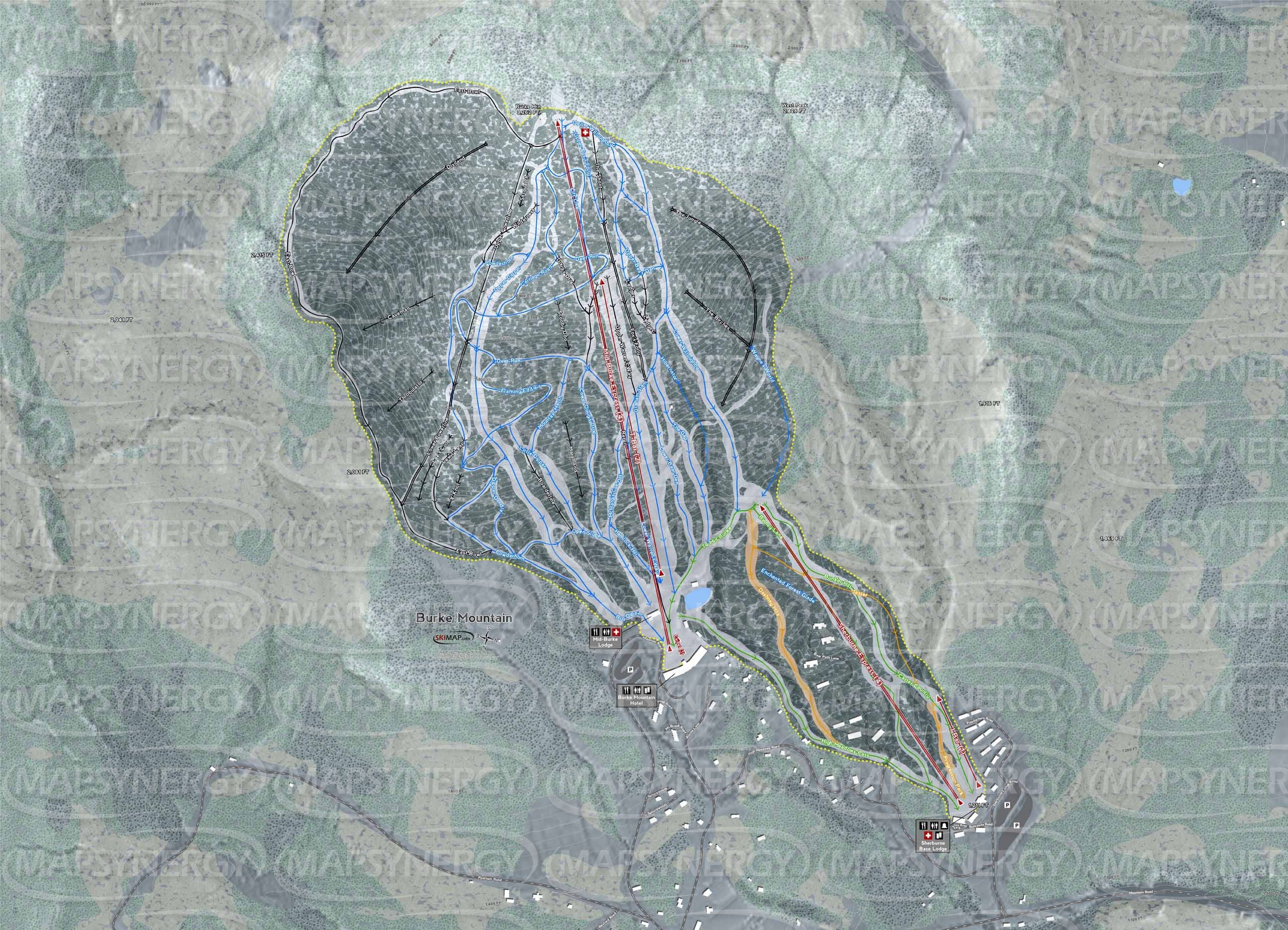 Burke Mountain trail map