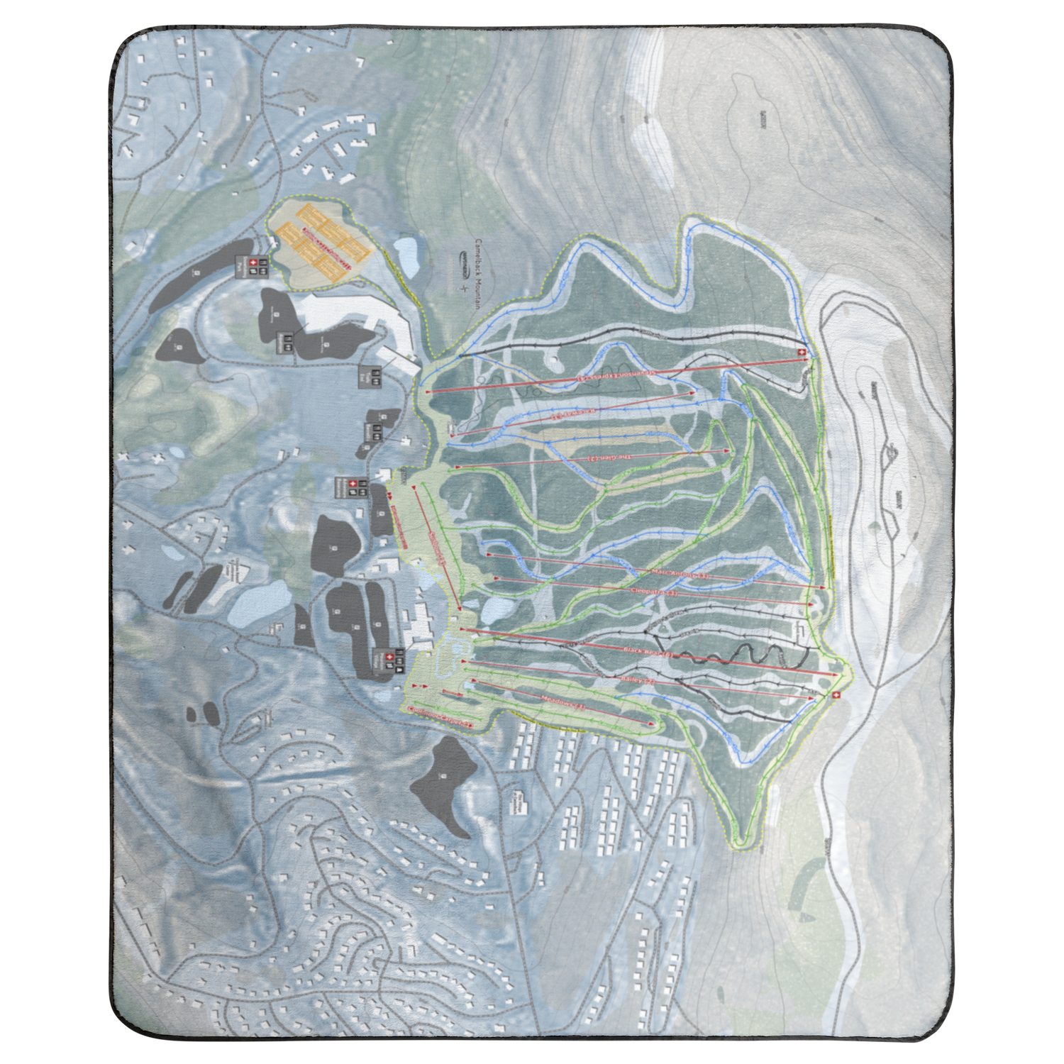 Camelback Mountain, Pennsylvania Ski Resort Map Concert Blanket