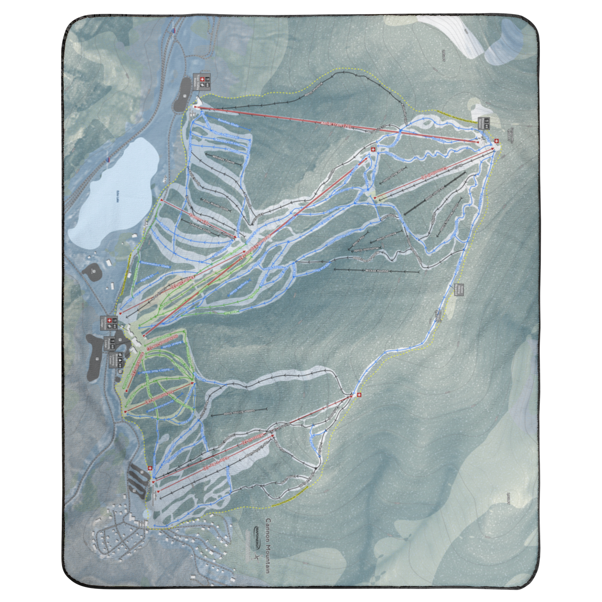 Cannon Mountain, New Hampshire Ski Resort Map Concert Blanket