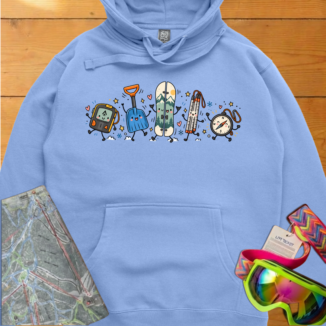Backcountry Snowboarding Graphic Hoodie – Cute Snowboard Gear Adventure