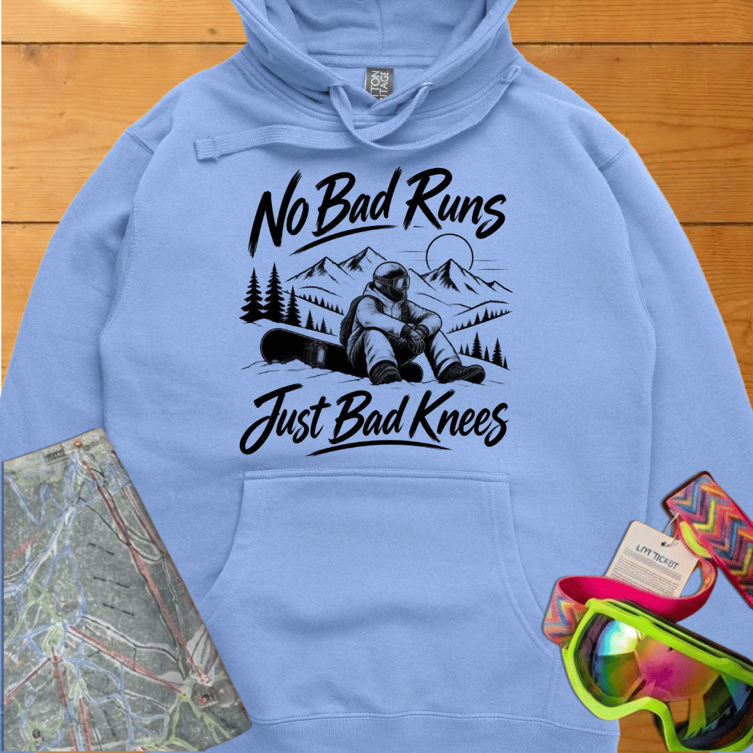 No Bad Runs Just Bad Knees Snowboard Hoodie