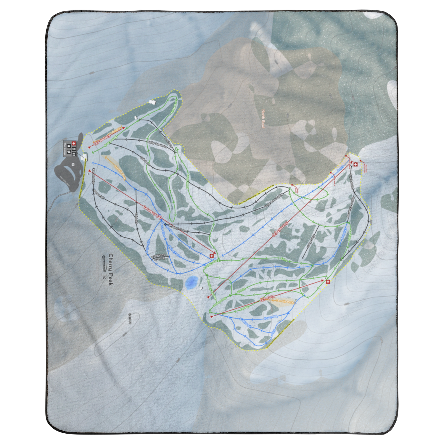 Cherry Peak, Utah Ski Resort Map Concert Blanket