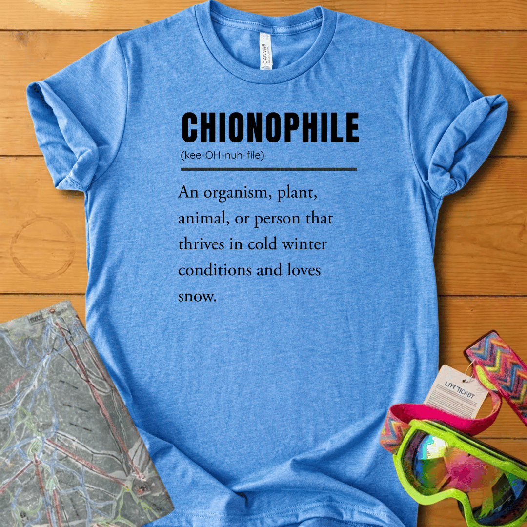 Chionophile T-Shirt – Snow Lover Definition Graphic Tee for Ski & Winter Lovers