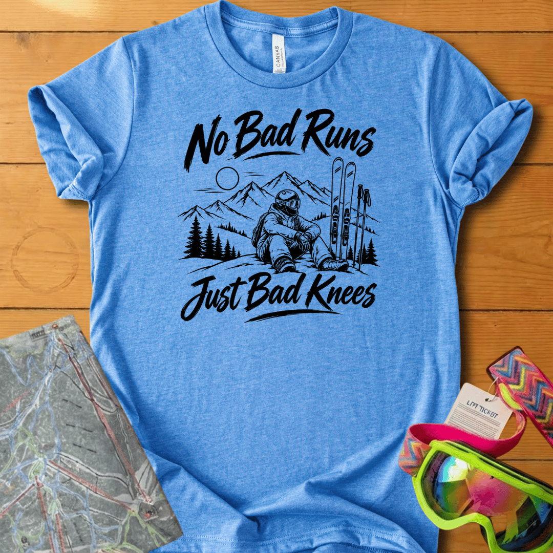 No Bad Runs Just Bad Knees Ski t-shirt