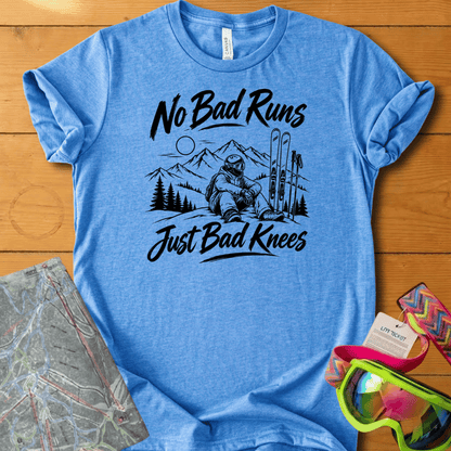 No Bad Runs Just Bad Knees Ski t-shirt