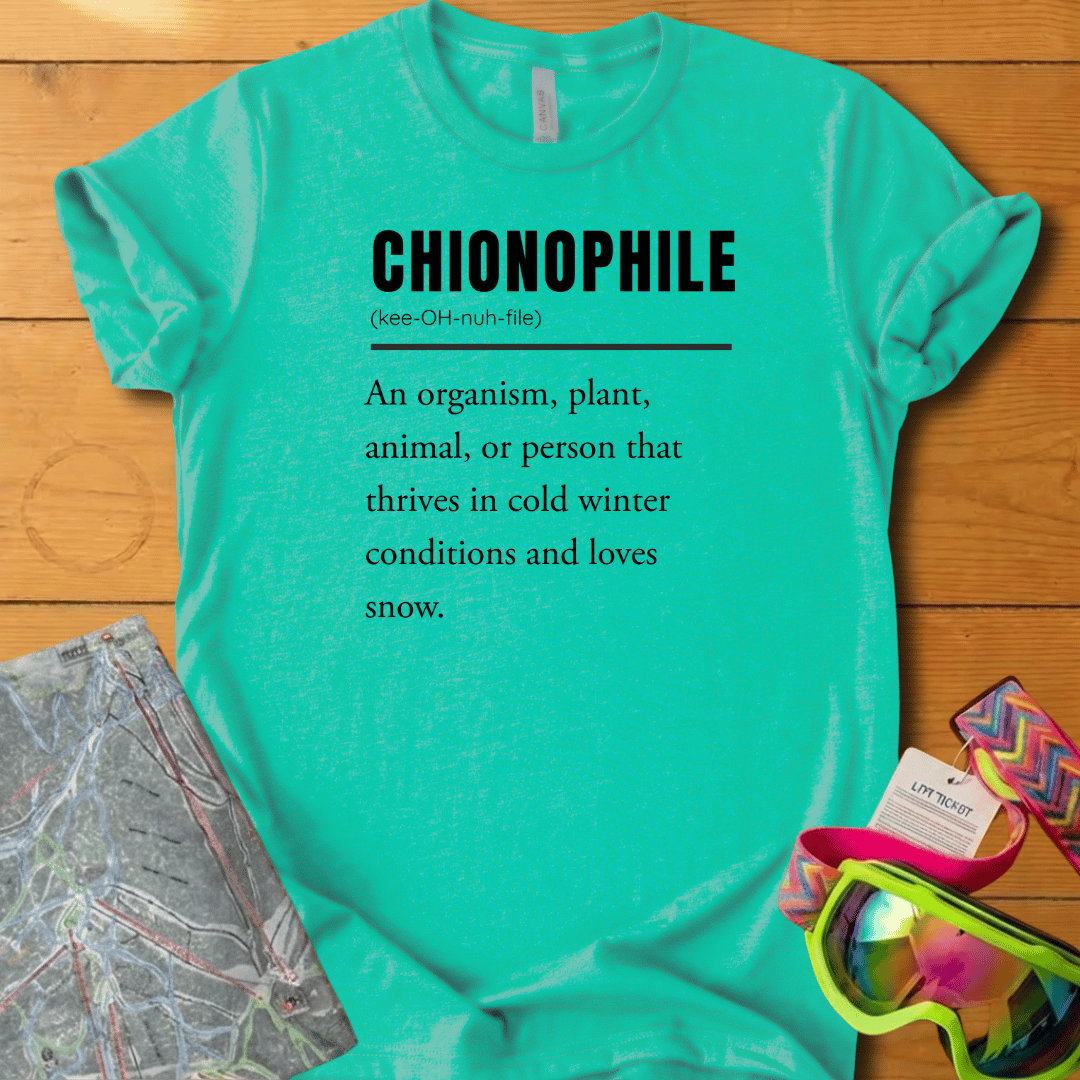 Chionophile T-Shirt – Snow Lover Definition Graphic Tee for Ski & Winter Lovers