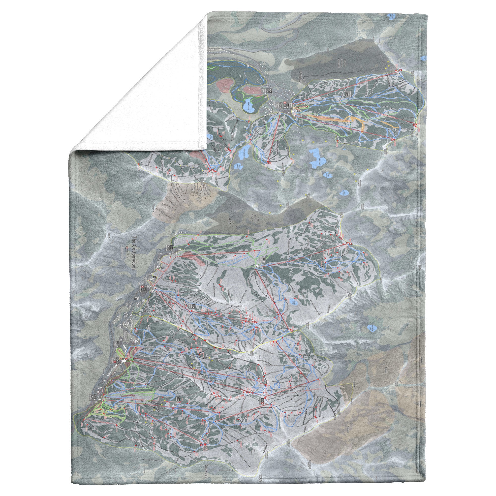 Cottonwoods, Utah Ski Resort Map Blanket