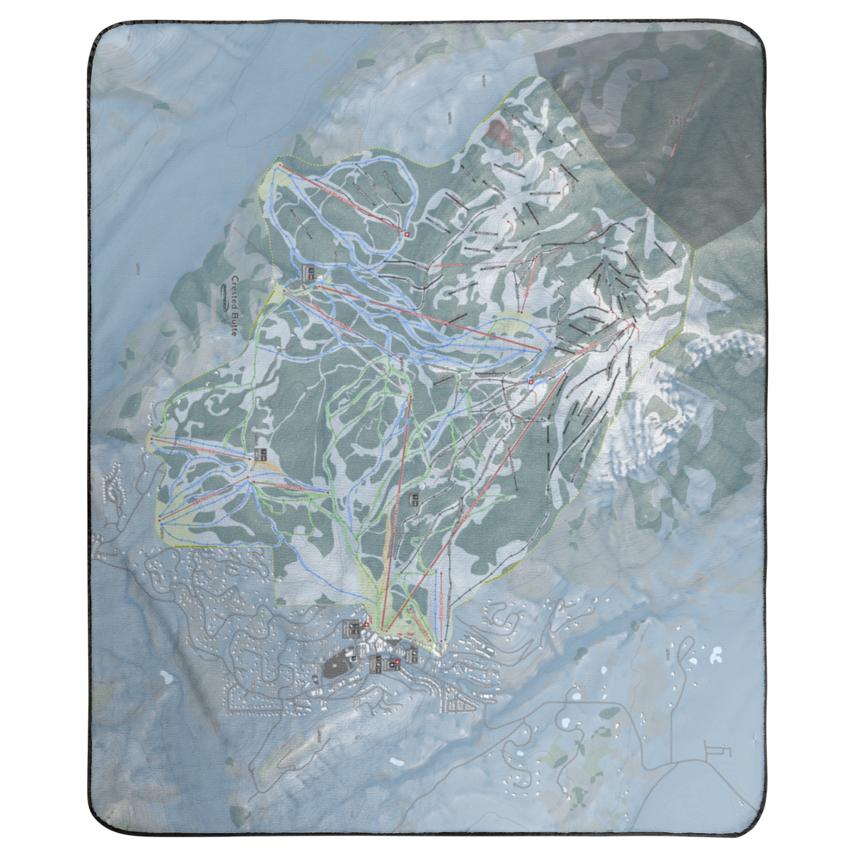 Crested Butte, Colorado Ski Resort Map Concert Blanket