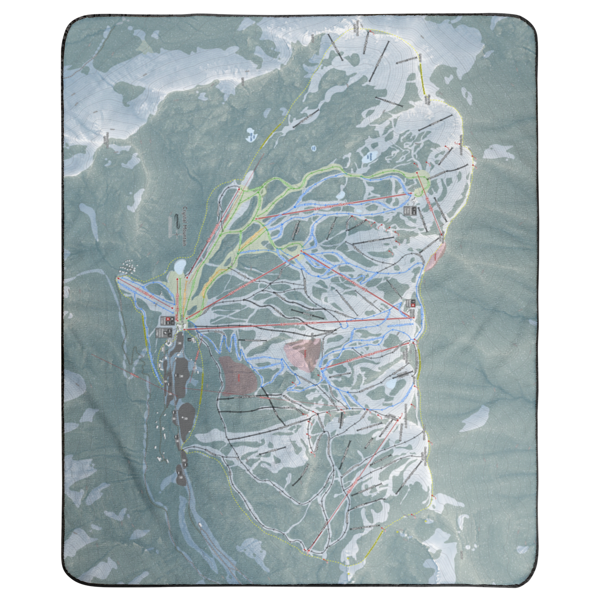 Crystal Mountain, Washington Ski Resort Map Concert Blanket