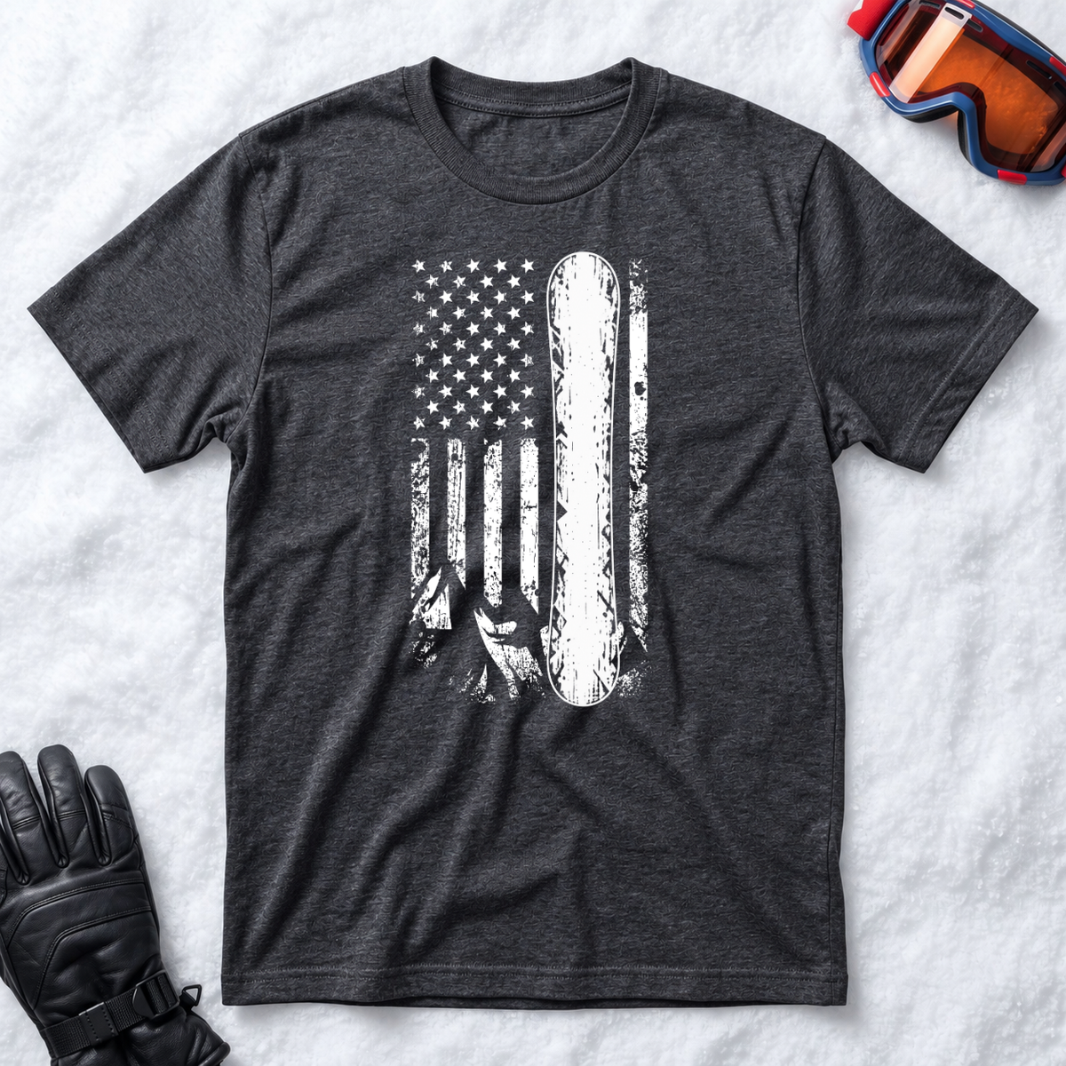 American Flag Snowboard Vintage - T-Shirt
