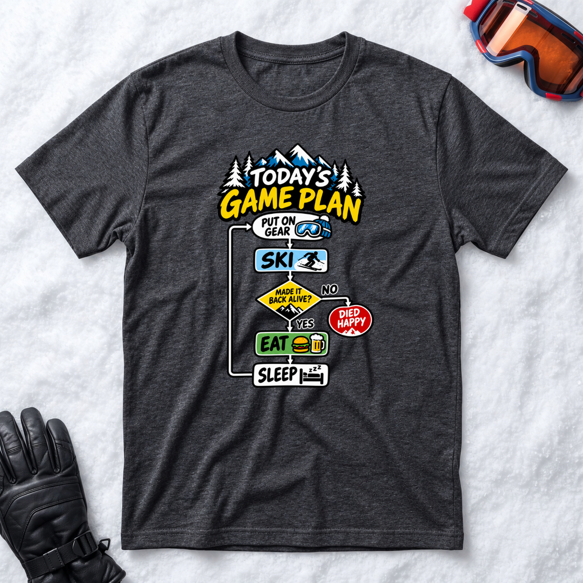 Today's Game Plan Ski Eat Sleep - T-Shirt