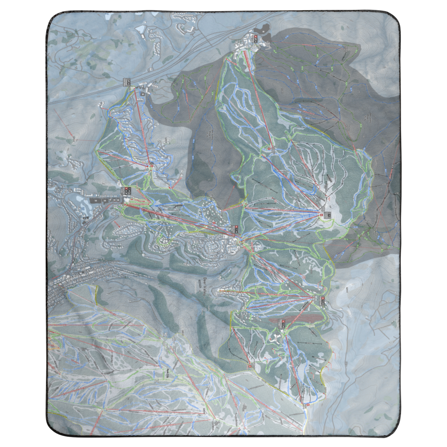 Deer Valley, Utah Ski Resort Map Concert Blanket