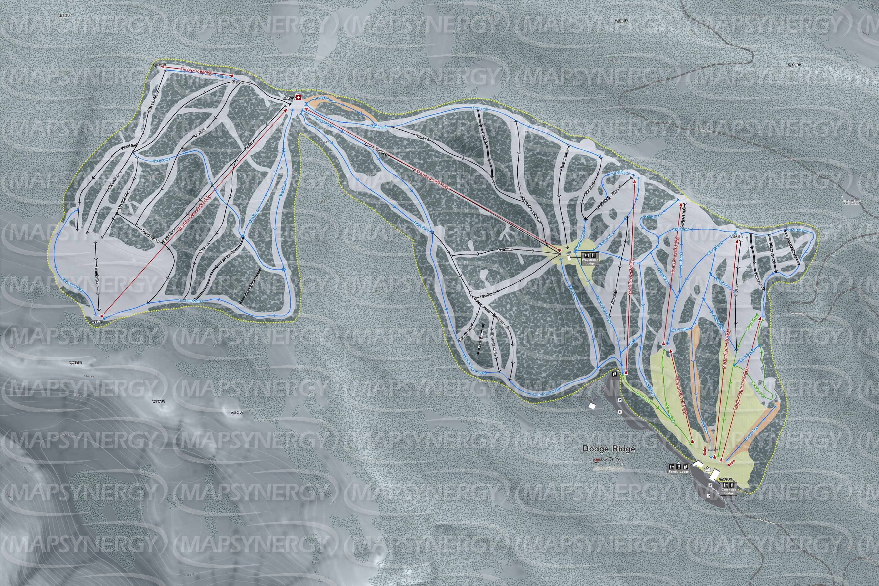 Dodge Ridge trail map