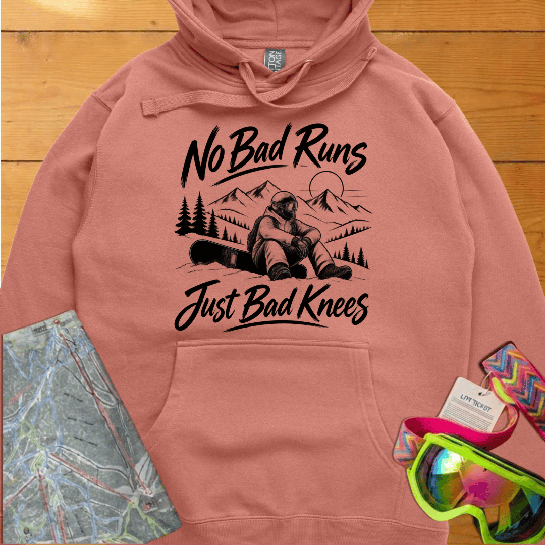 No Bad Runs Just Bad Knees Snowboard Hoodie