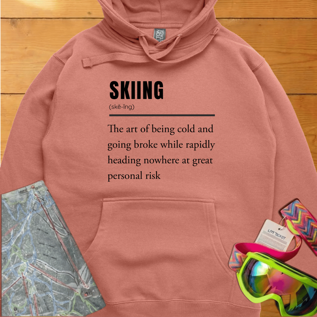 Skiing Definition Hoodie – Vintage Ski Lover Graphic Sweatshirt