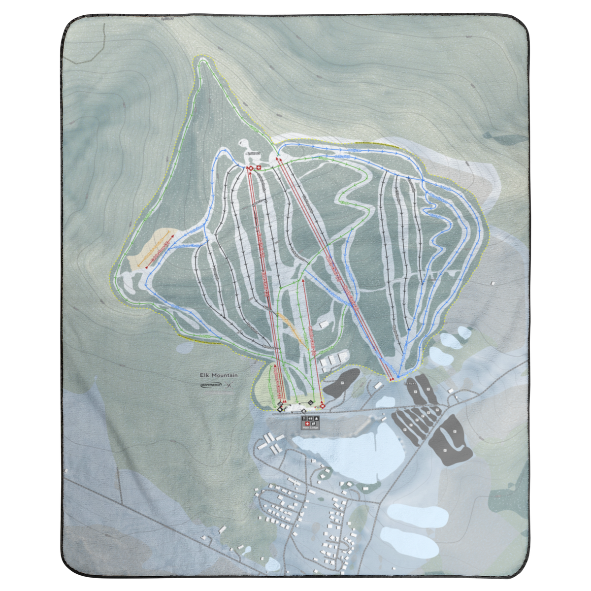Elk Mountain, Pennsylvania Ski Resort Map Concert Blanket