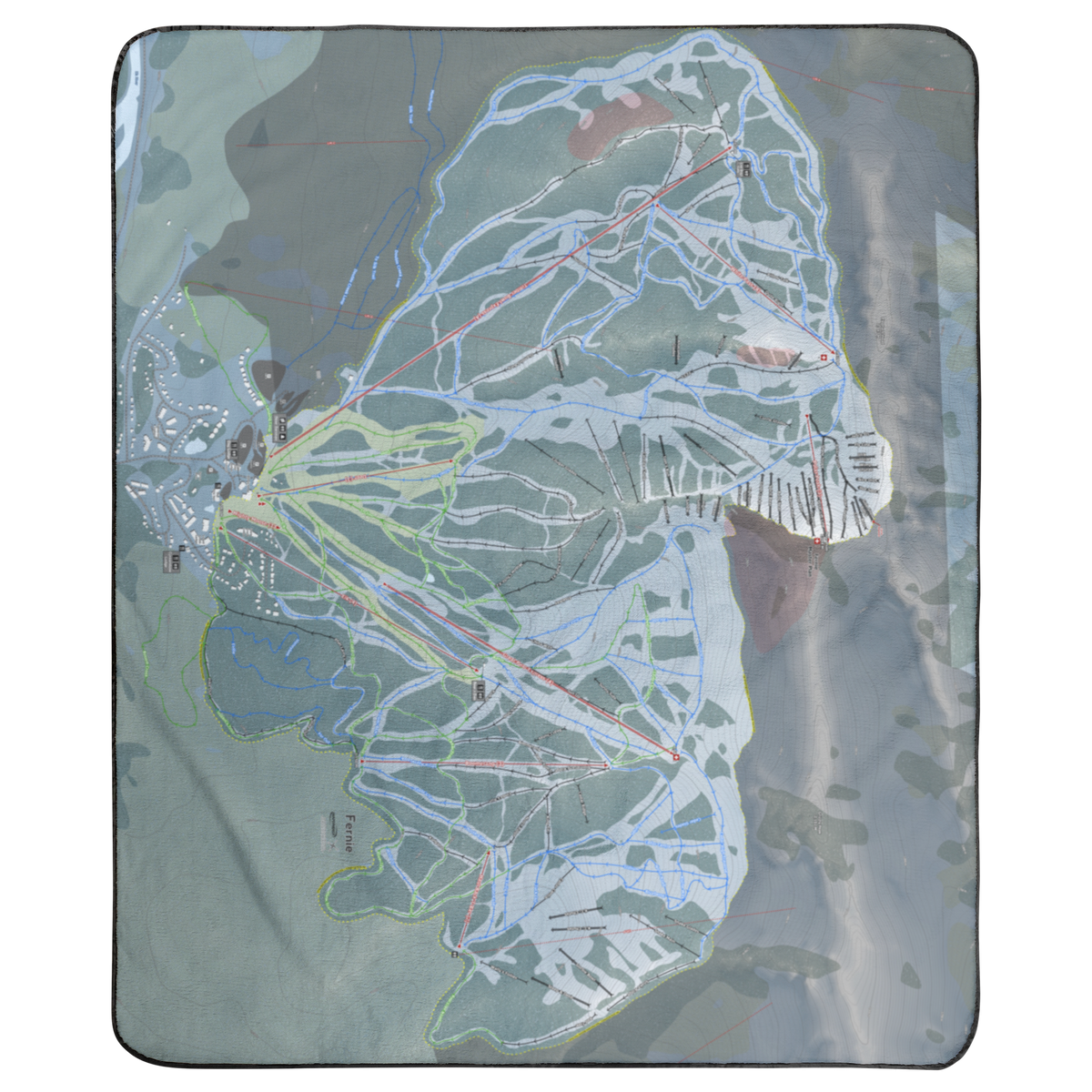 Fernie, British Columbia Ski Resort Map Concert Blanket