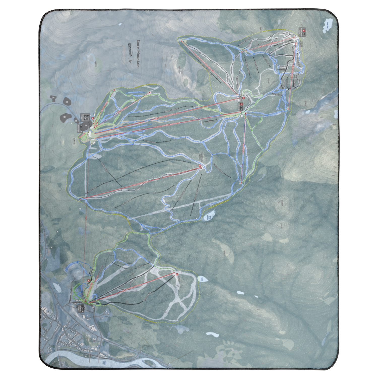 Gore Mountain, New York Ski Resort Map Concert Blanket