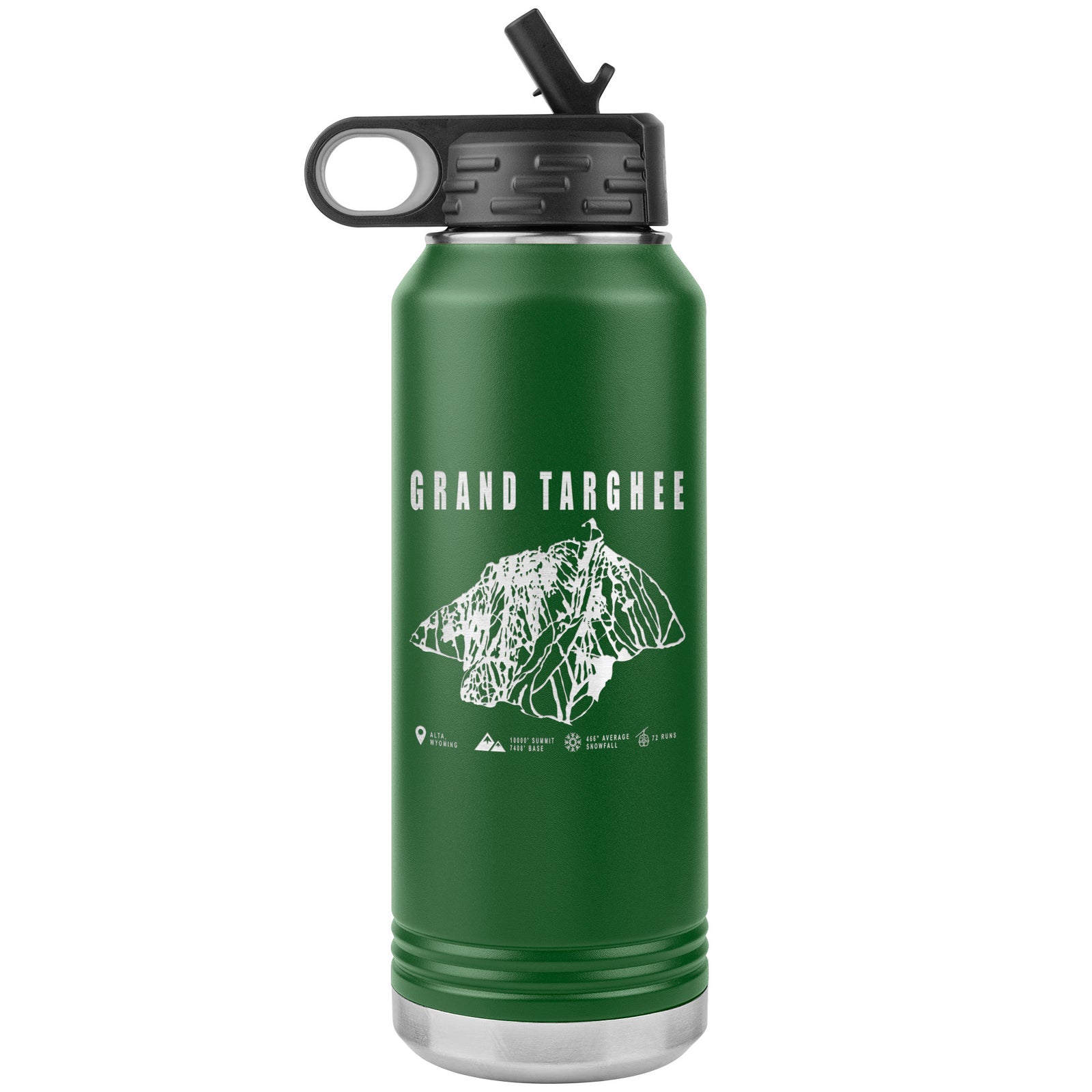 Grand Targhee Wyoming Ski Trail Map 32oz Water Bottle Tumbler