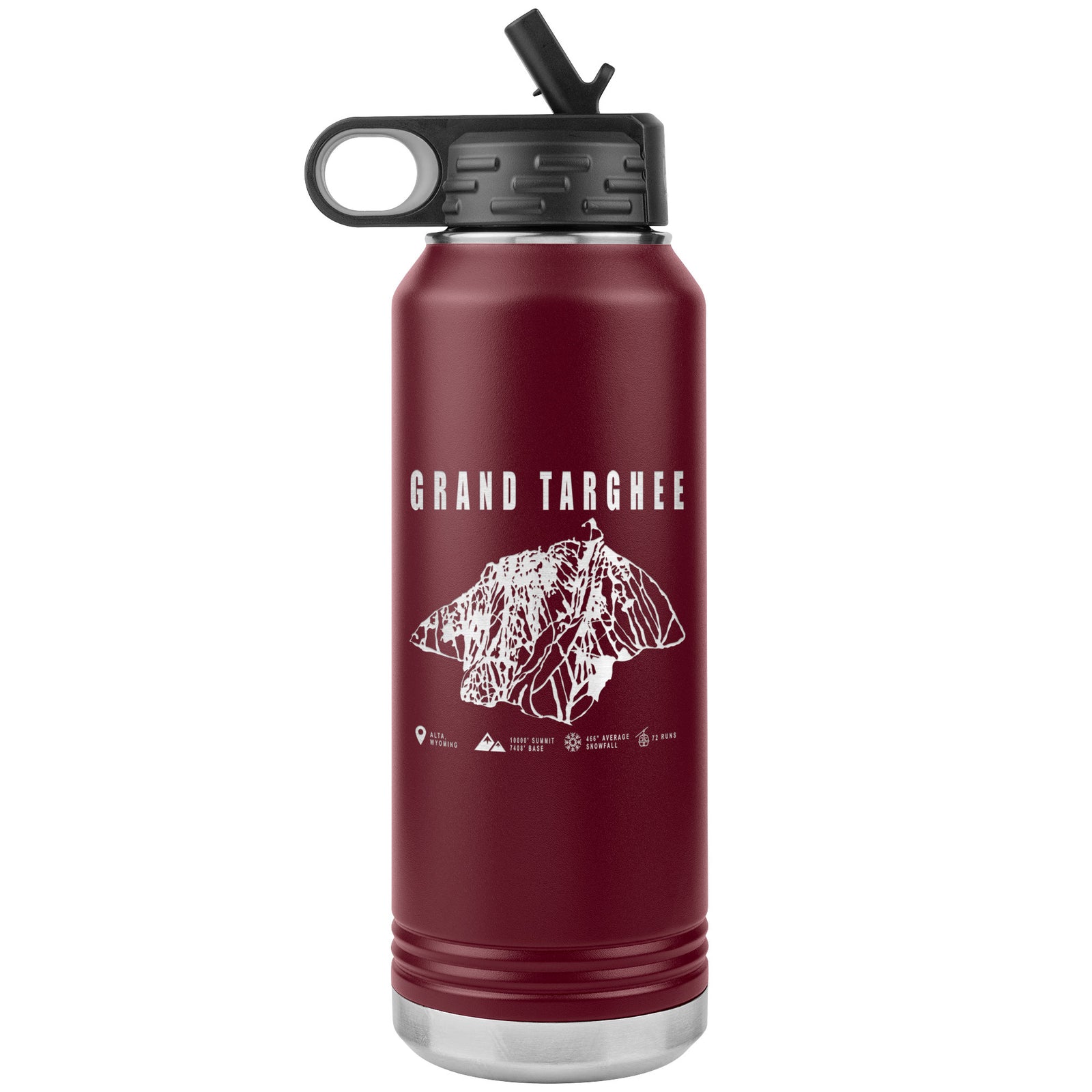 Grand Targhee Wyoming Ski Trail Map 32oz Water Bottle Tumbler