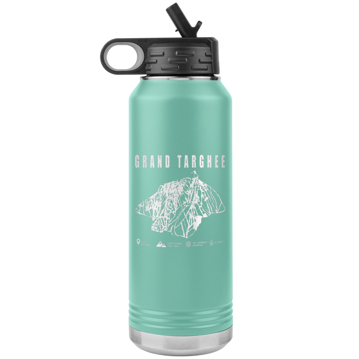 Grand Targhee Wyoming Ski Trail Map 32oz Water Bottle Tumbler