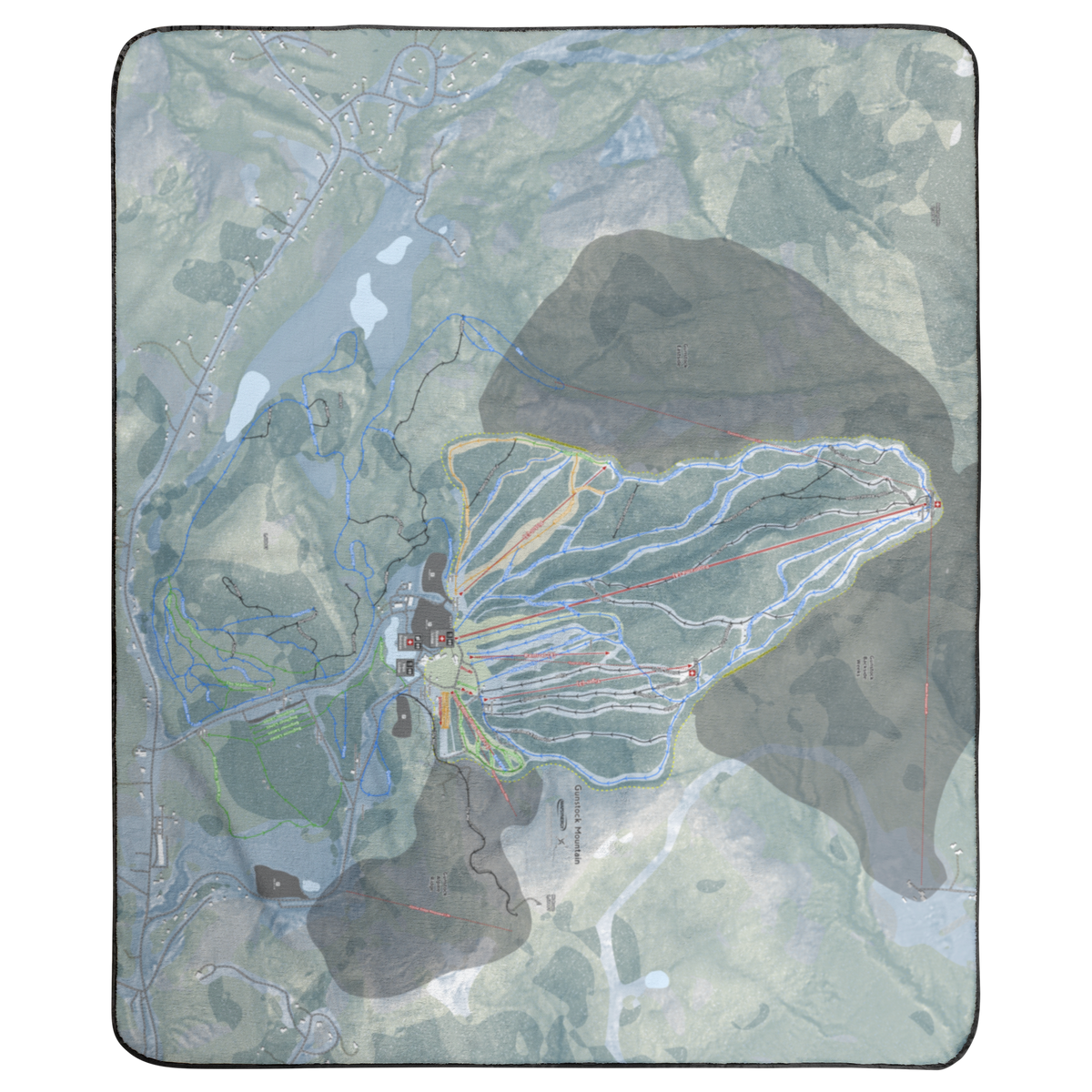 Gunstock Mountain, New Hampshire Ski Resort Map Concert Blanket